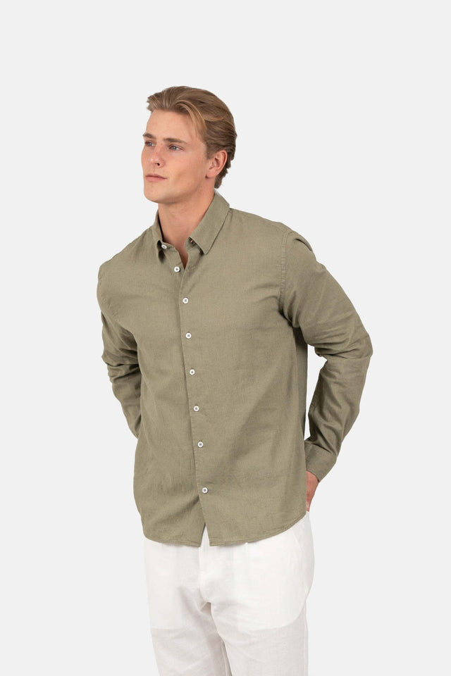 Langærmet Hørskjorte Army | Skagen-clothing.dk