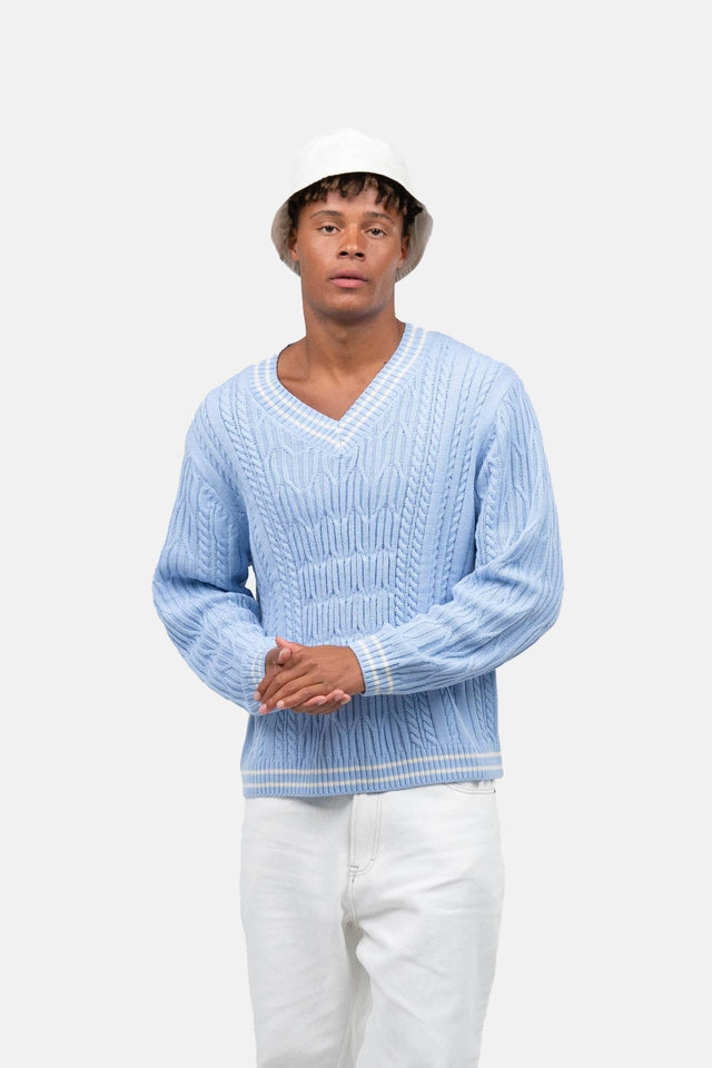 Langærmet Kabel Strik Lyseblå | Skagen-clothing.dk