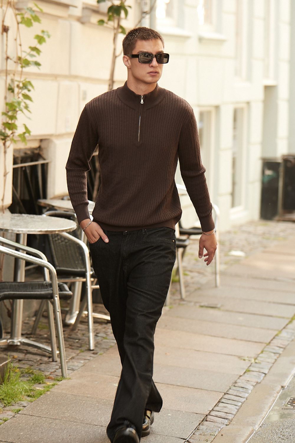Half Zip Strik Brun |  Skagen-clothing.dk