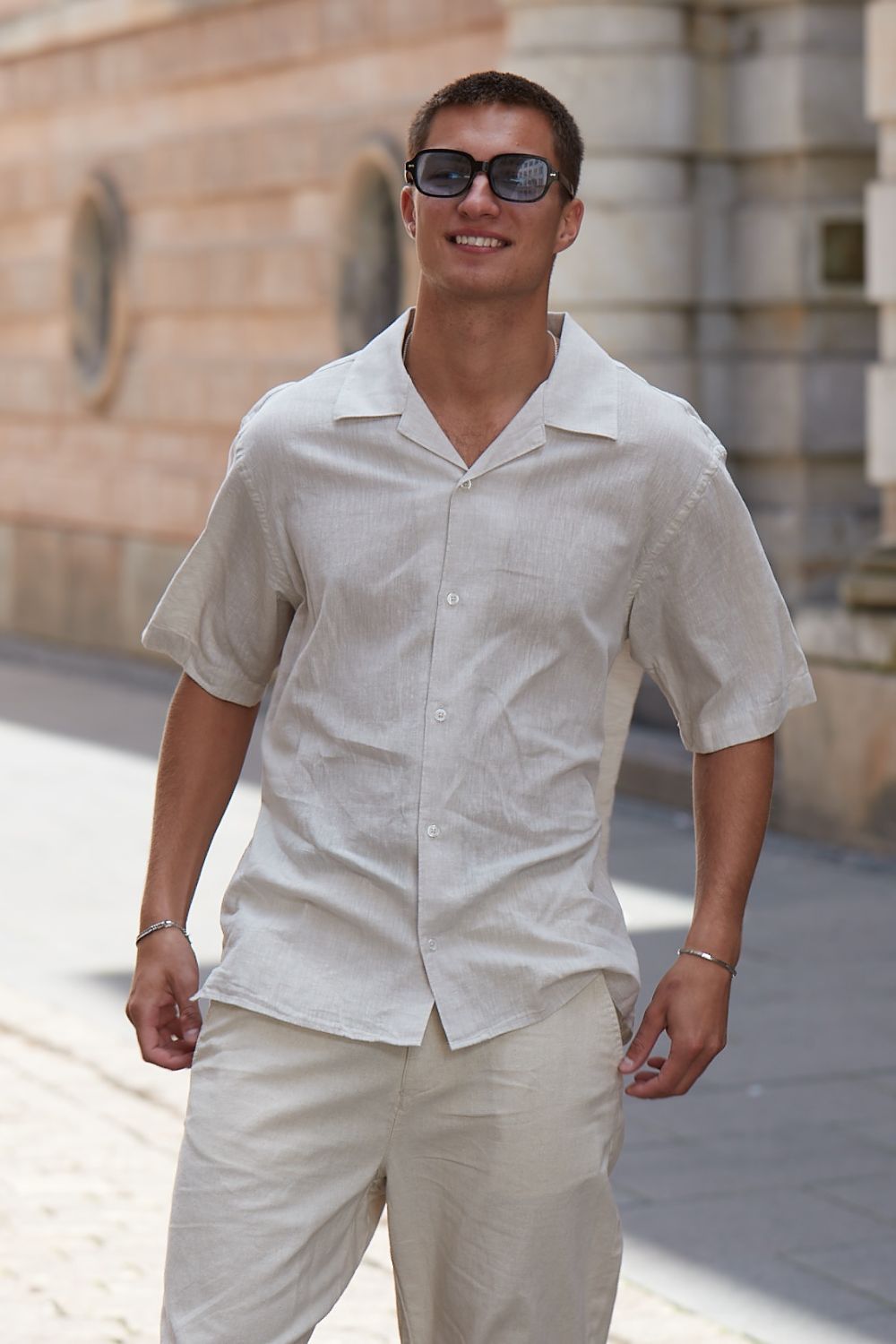 Kortærmet Hørskjorte Beige |  Skagen-clothing.dk