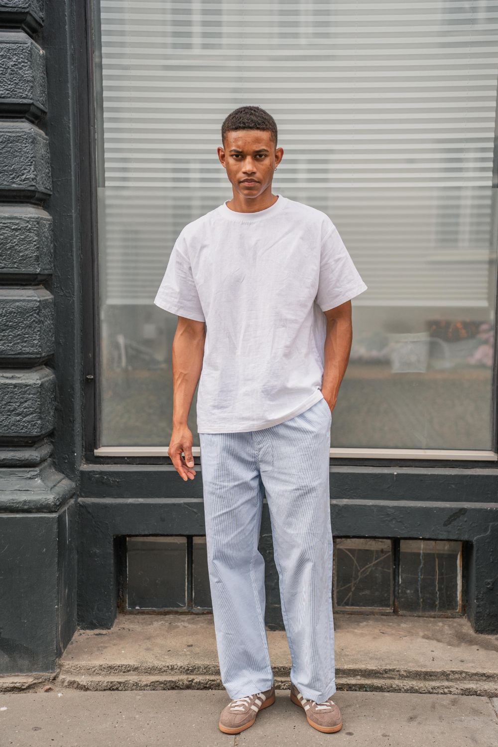 Baggy Hørbukser Blå stribet |  Skagen-clothing.dk