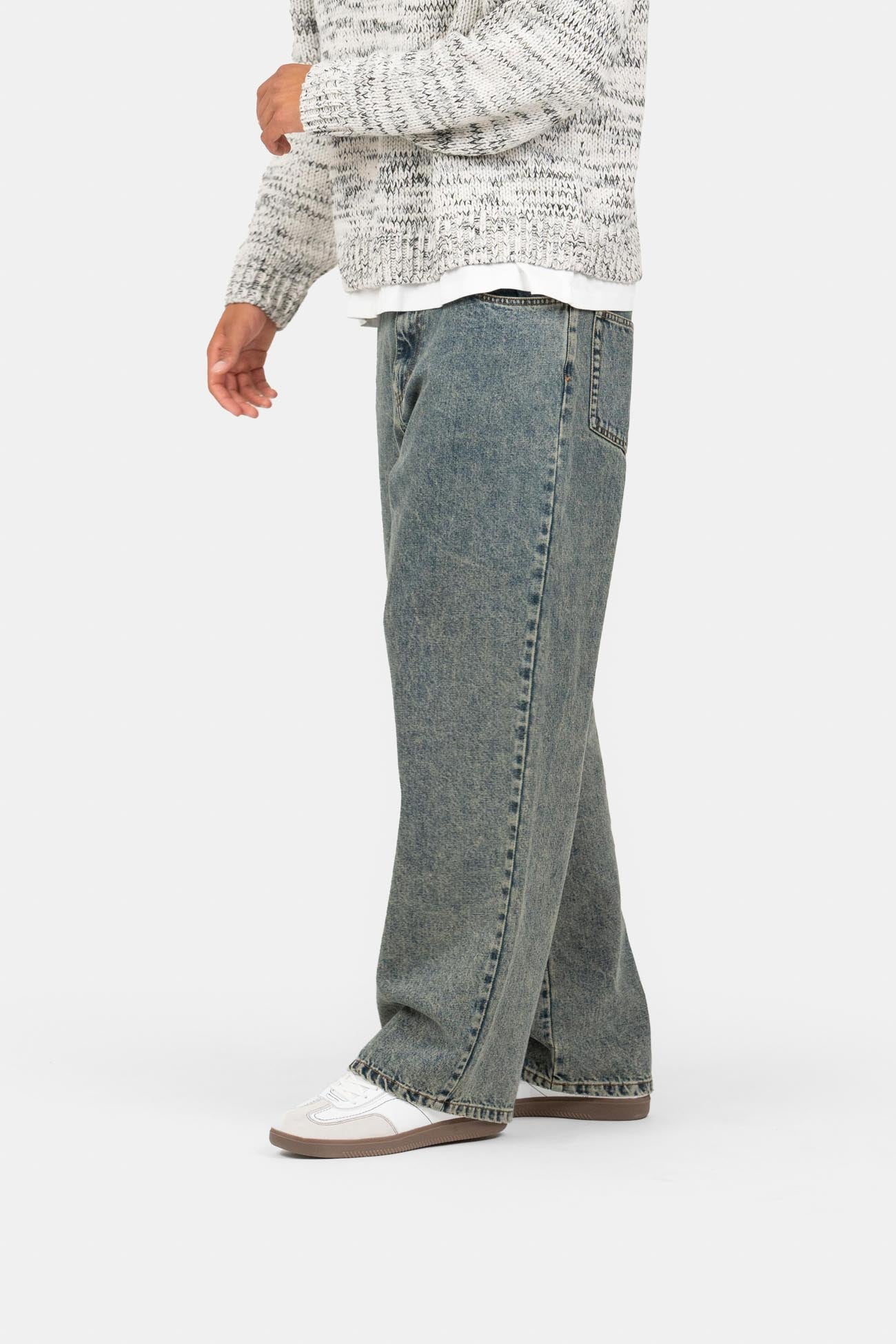 Baggy Denim Jeans Mid Blue Vintage Wash