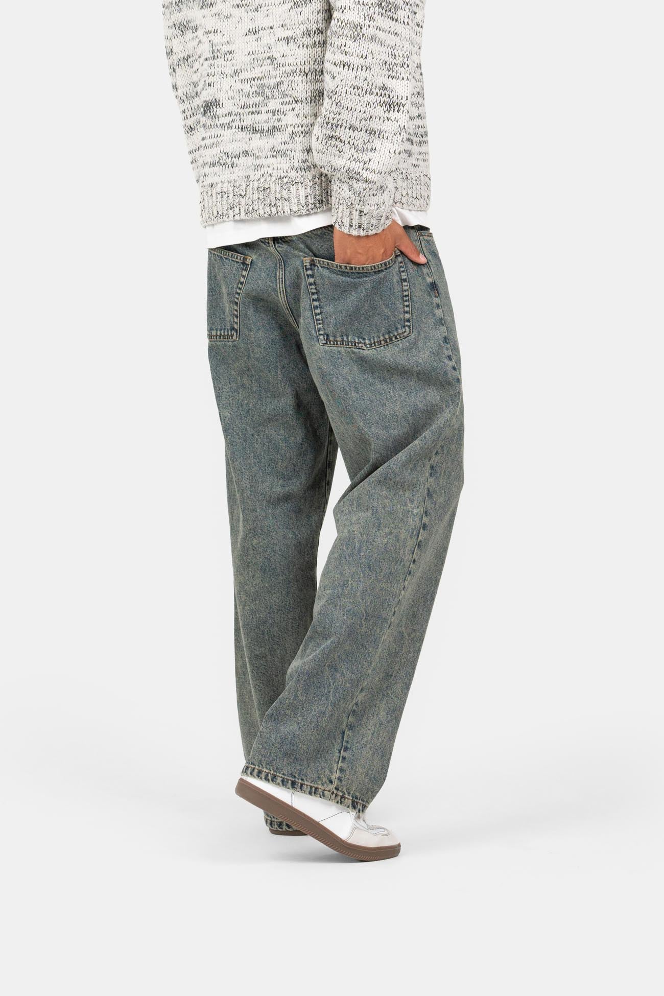 Baggy Denim Jeans Mid Blue Vintage Wash