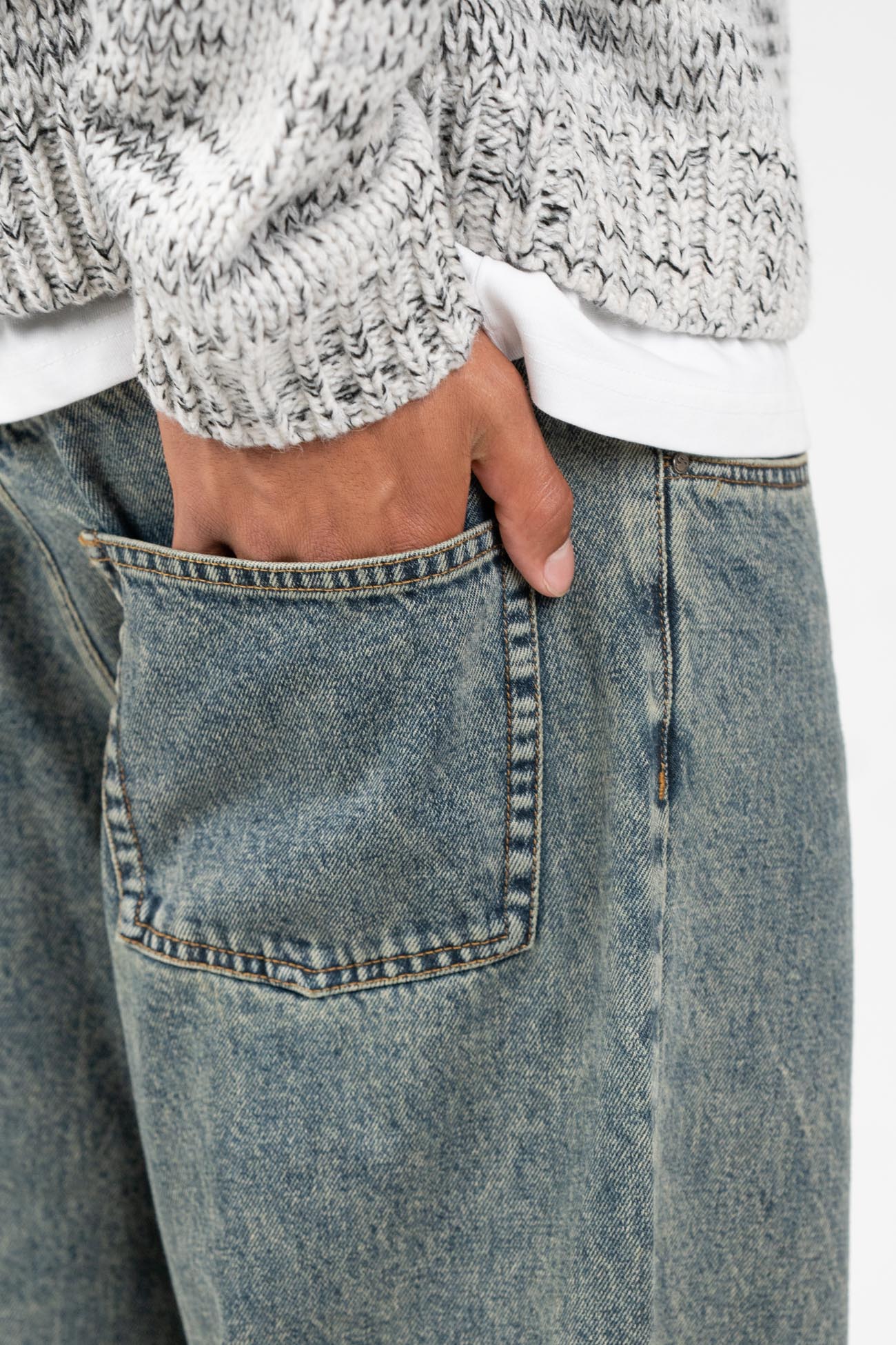 Baggy Denim Jeans Mid Blue Vintage Wash