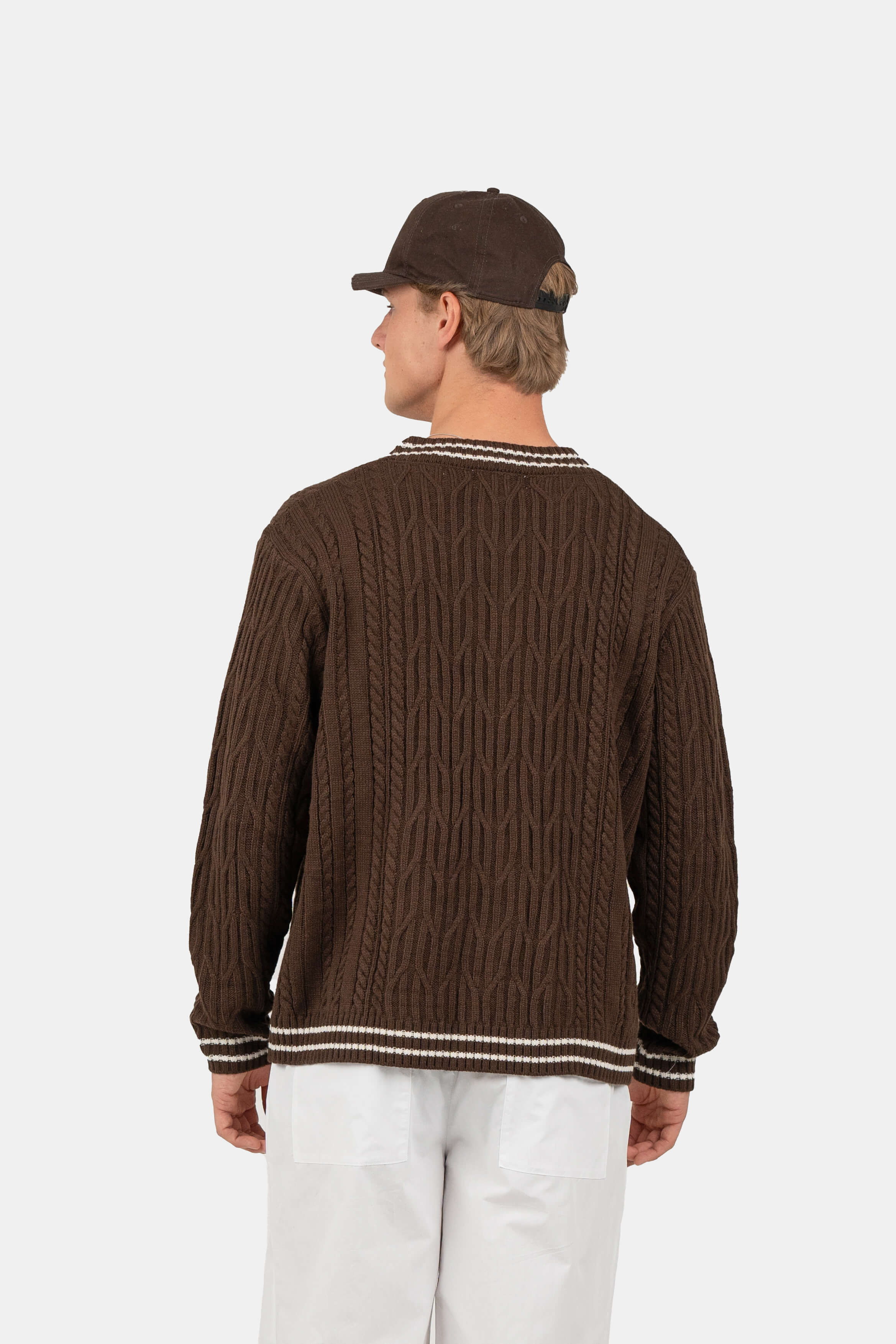 Langærmet Kabel Strik Brun |  Skagen-clothing.dk