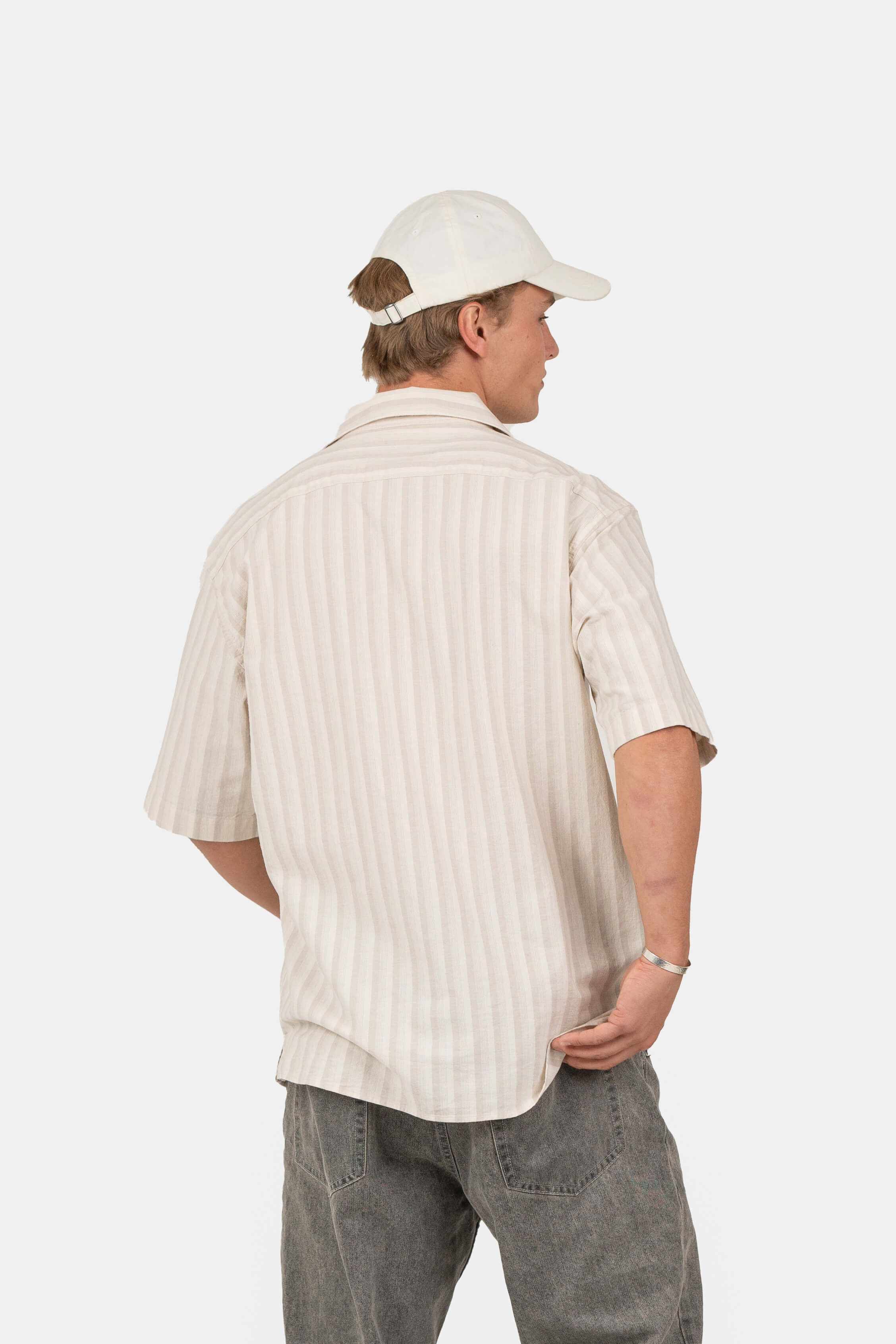 Kortærmet Hørskjorte Beige Stribet |  Skagen-clothing.dk