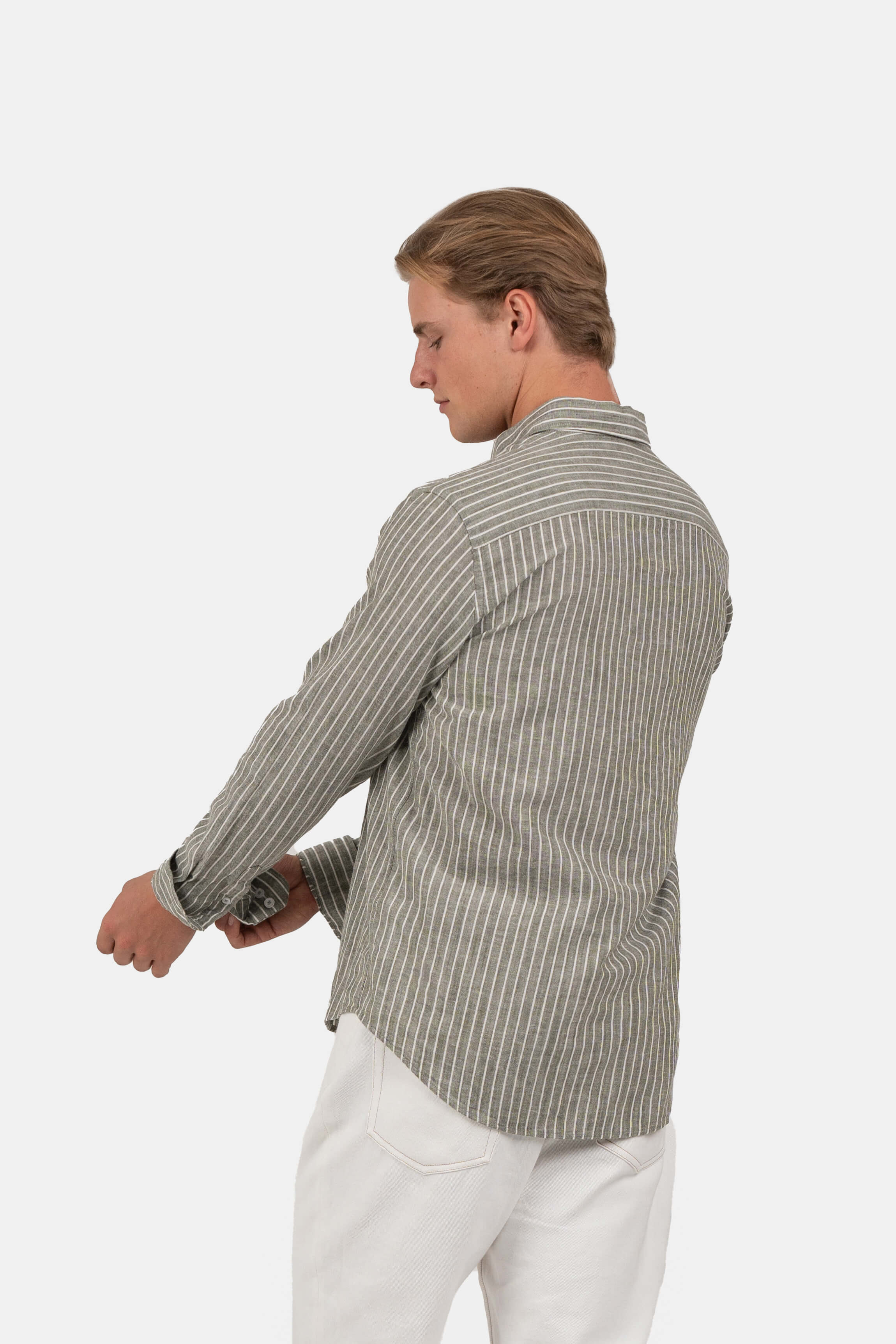 Langærmet Hørskjorte Army Stribet |  Skagen-clothing.dk