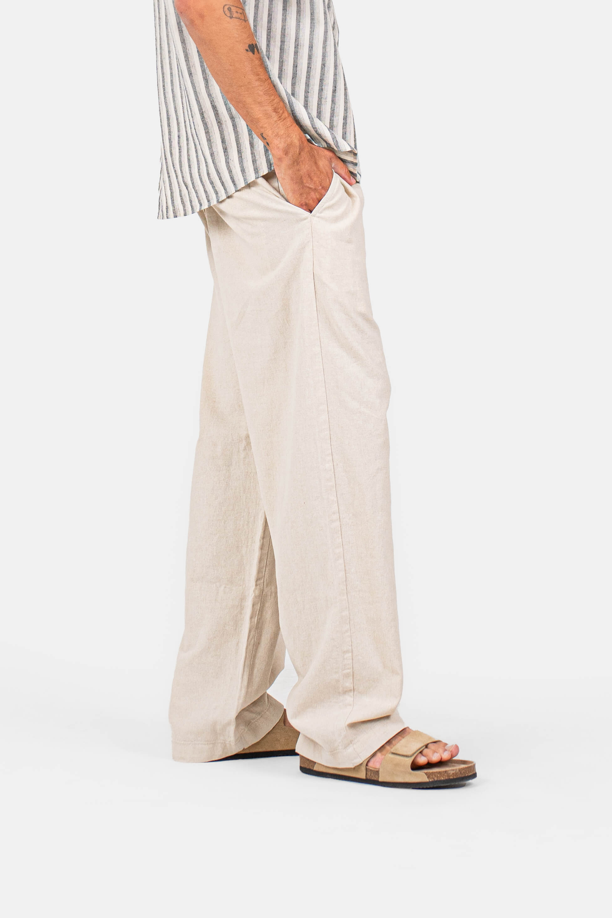 Baggy Hørbukser Beige |  Skagen-clothing.dk