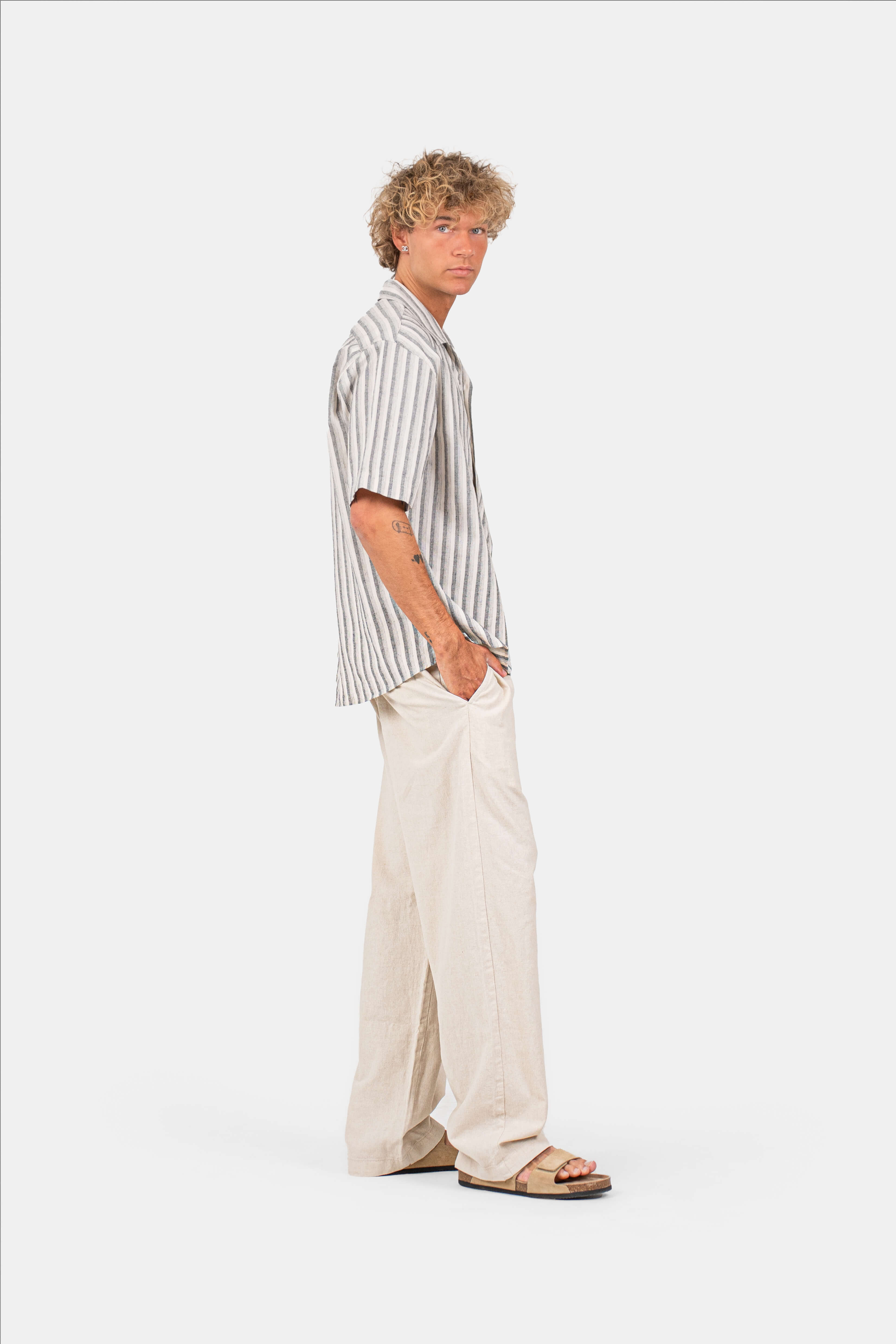 Baggy Hørbukser Beige |  Skagen-clothing.dk