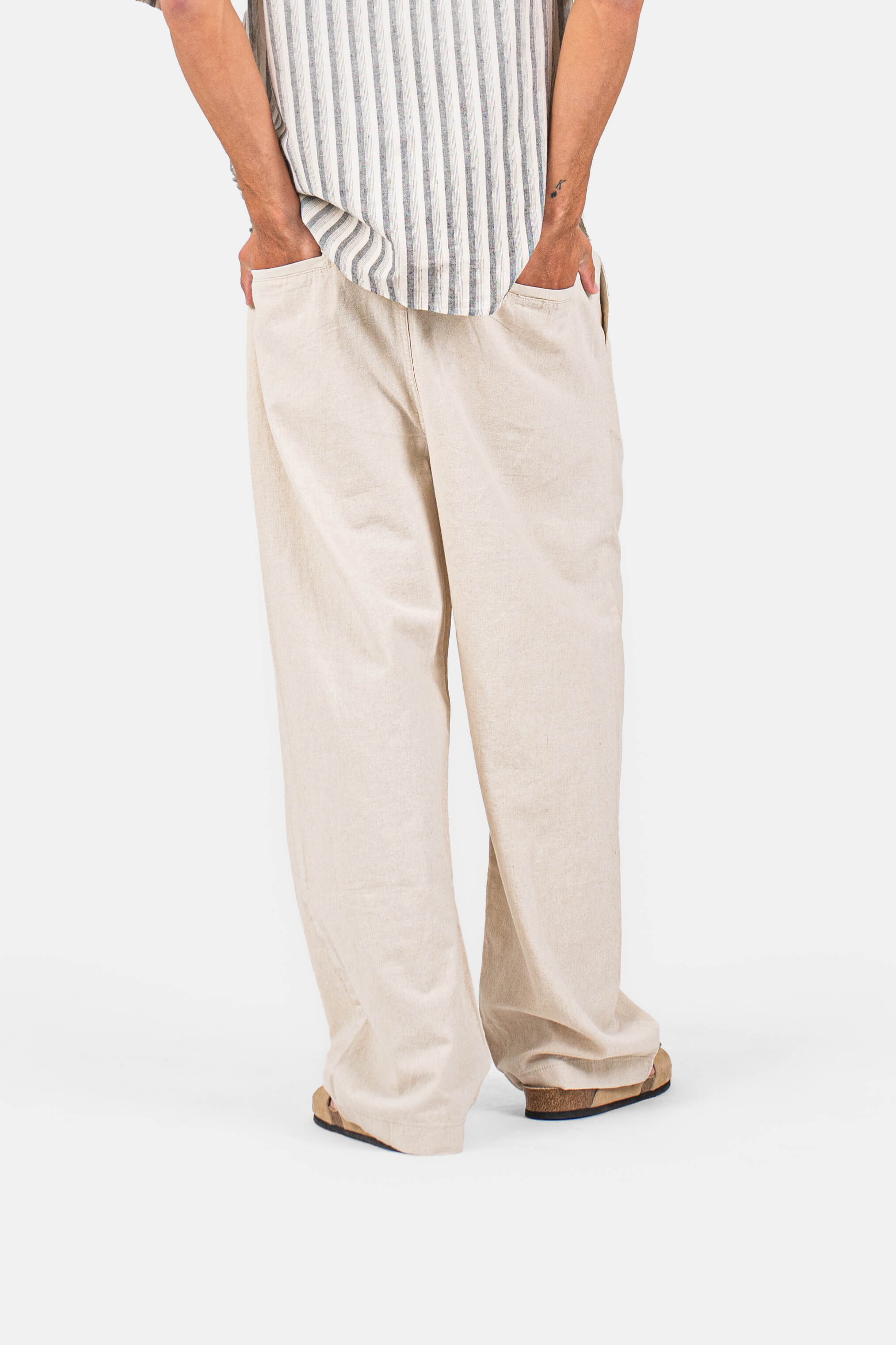 Baggy Hørbukser Beige |  Skagen-clothing.dk