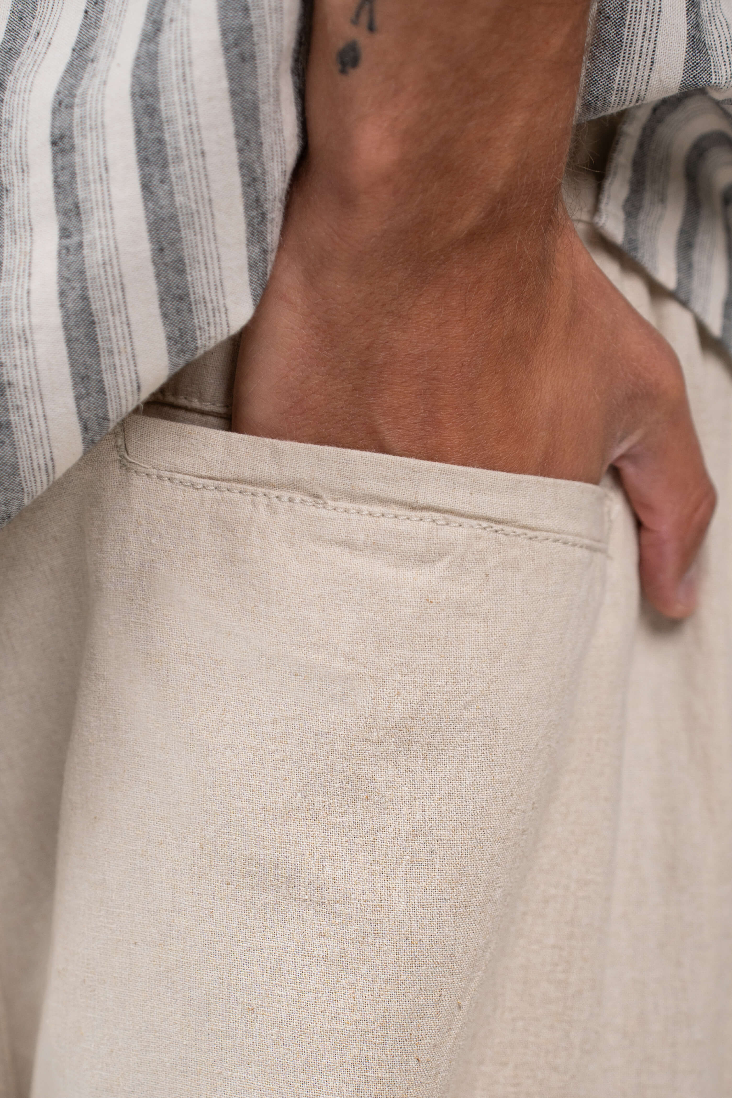 Baggy Hørbukser Beige |  Skagen-clothing.dk