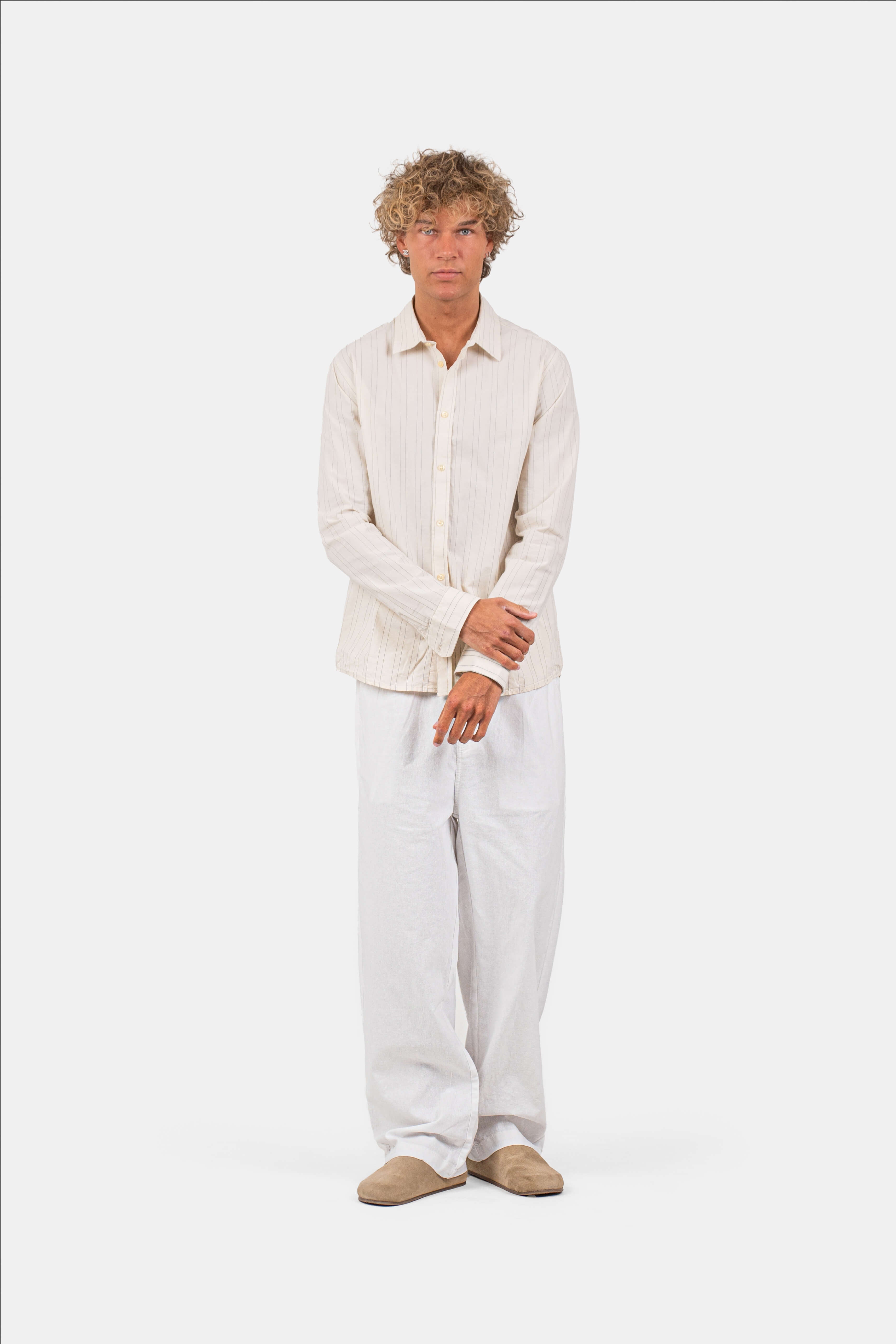 Baggy Hørbukser Hvid |  Skagen-clothing.dk