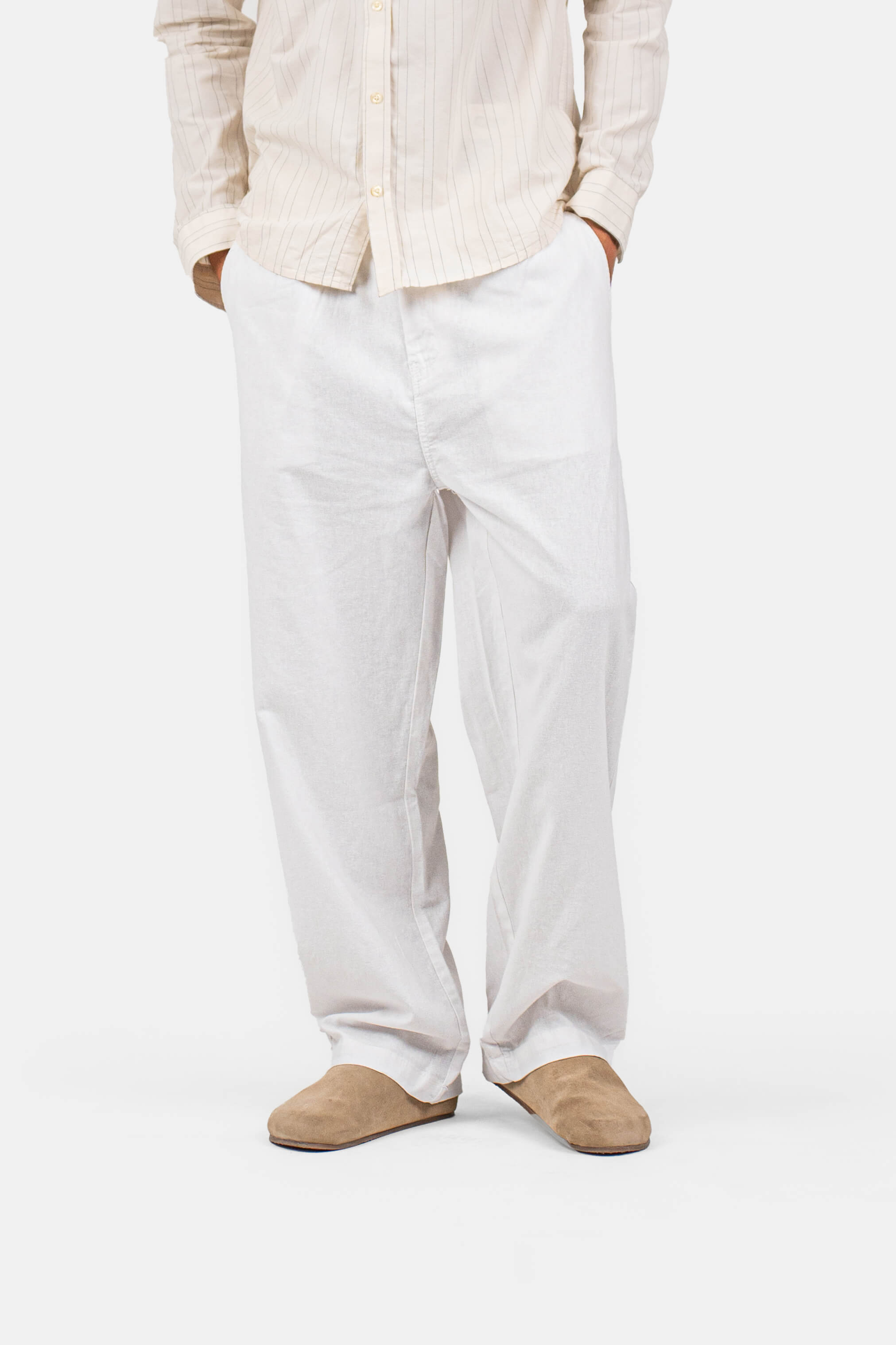 Baggy Hørbukser Hvid |  Skagen-clothing.dk