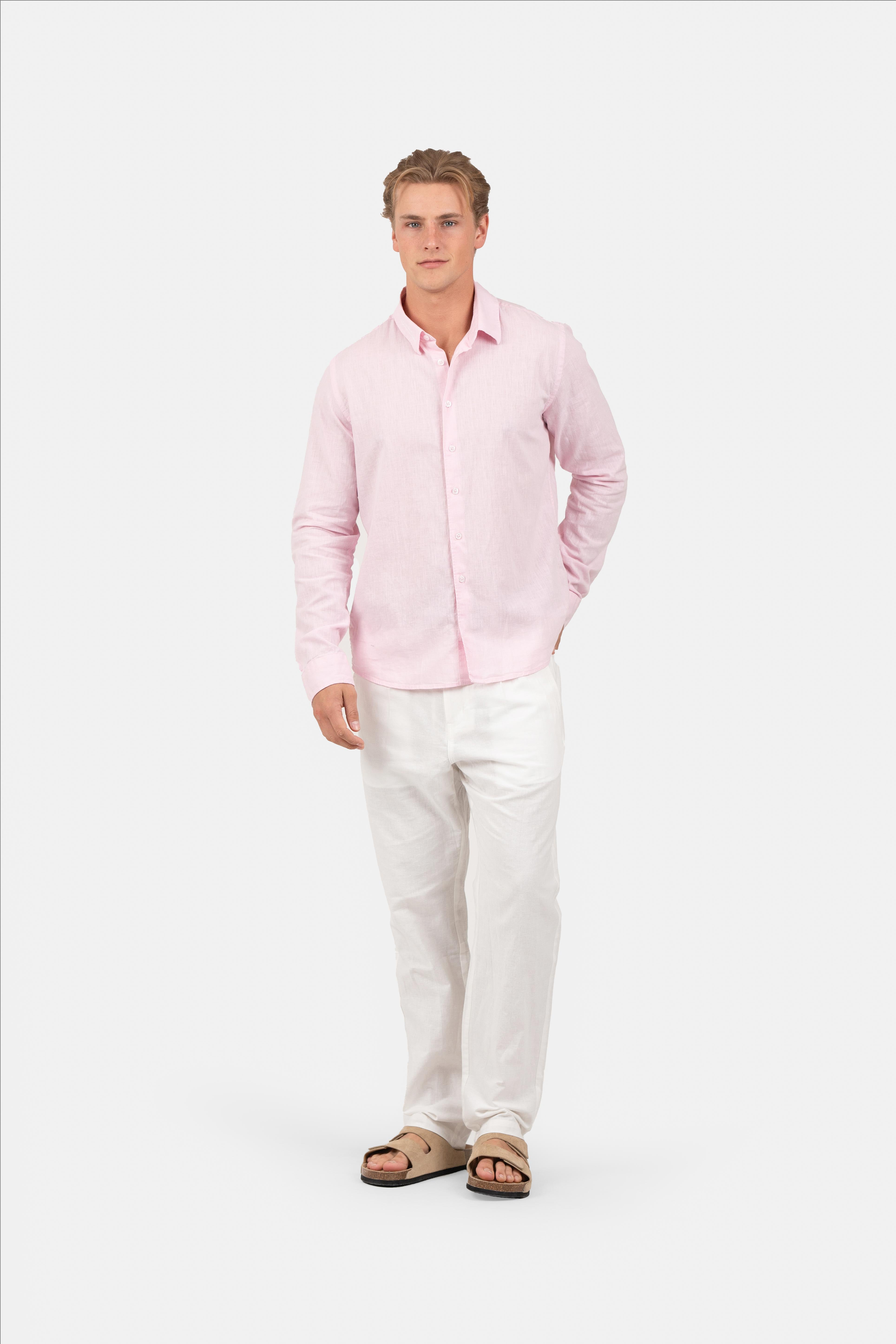 Langærmet Hørskjorte Rosé |  Skagen-clothing.dk