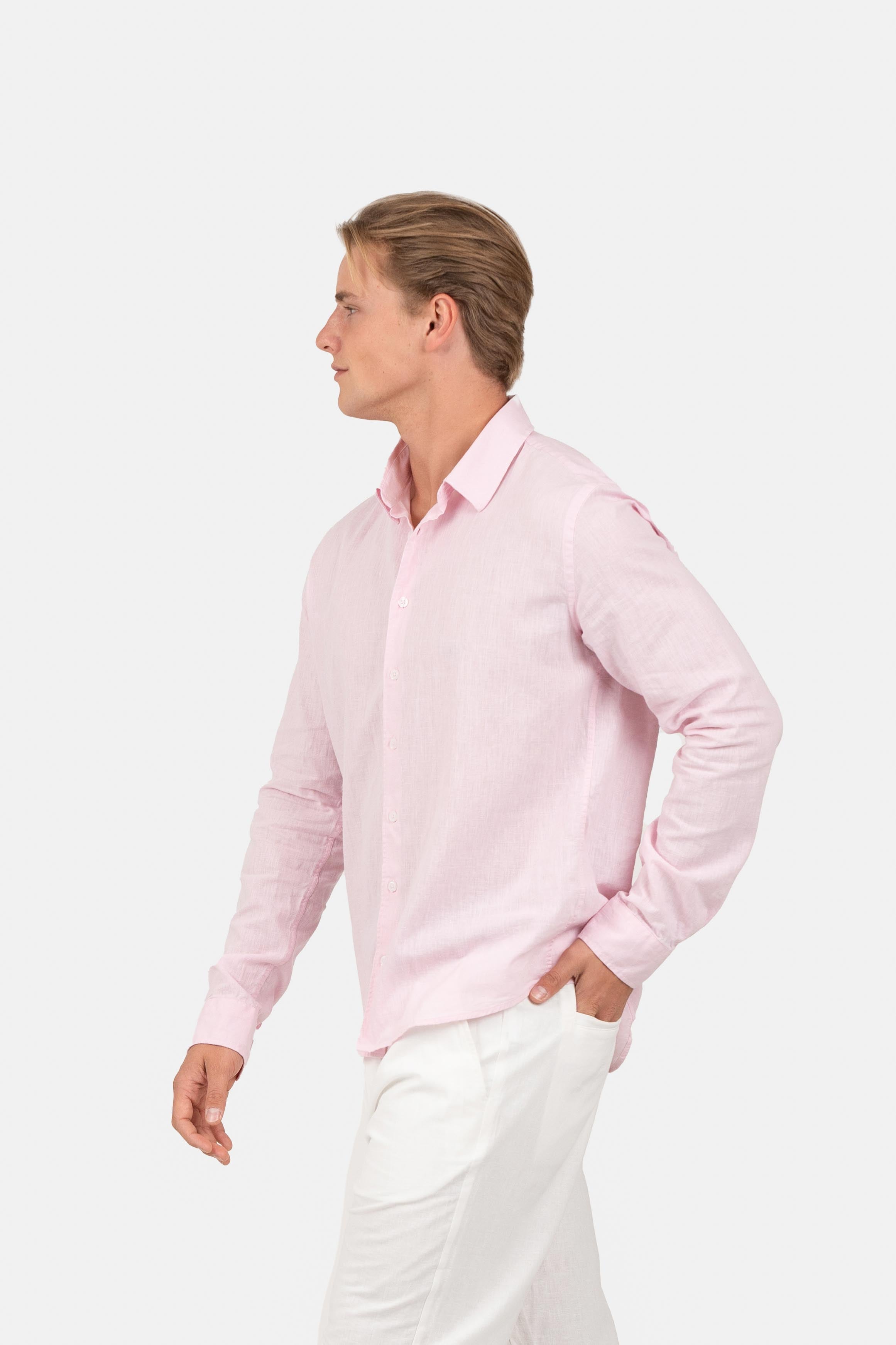Langærmet Hørskjorte Rosé |  Skagen-clothing.dk
