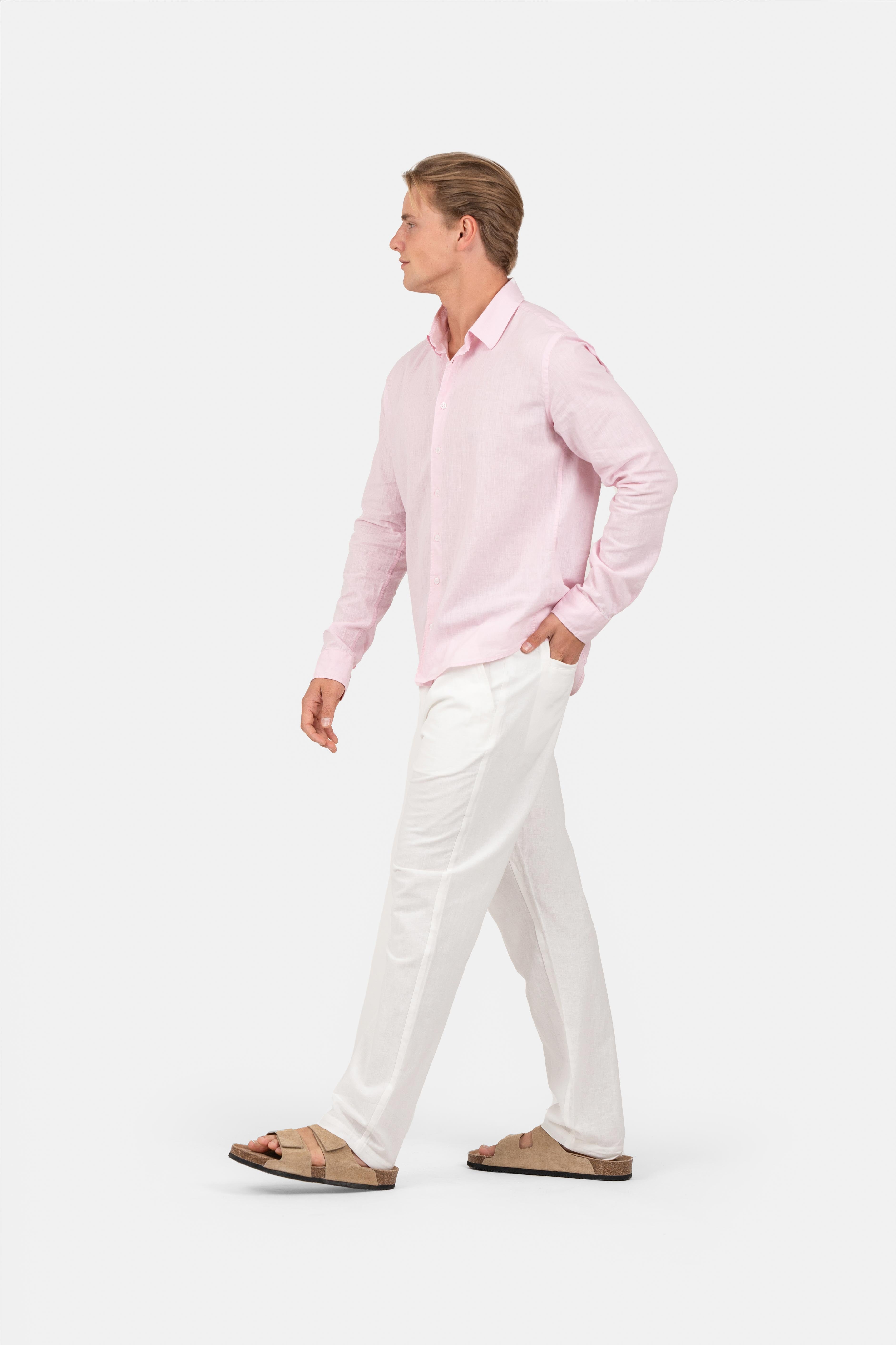 Langærmet Hørskjorte Rosé |  Skagen-clothing.dk