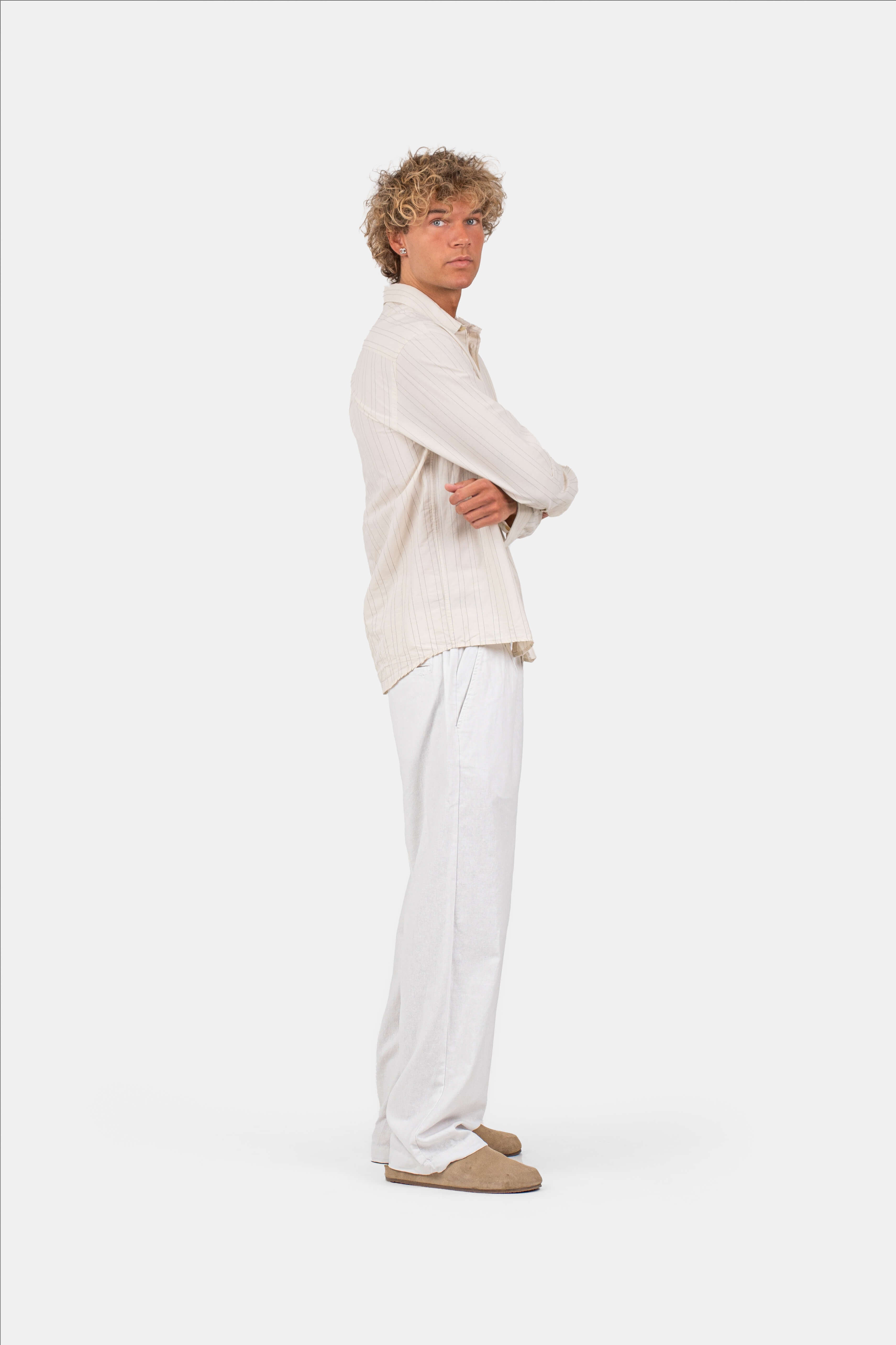 Baggy Hørbukser Hvid |  Skagen-clothing.dk