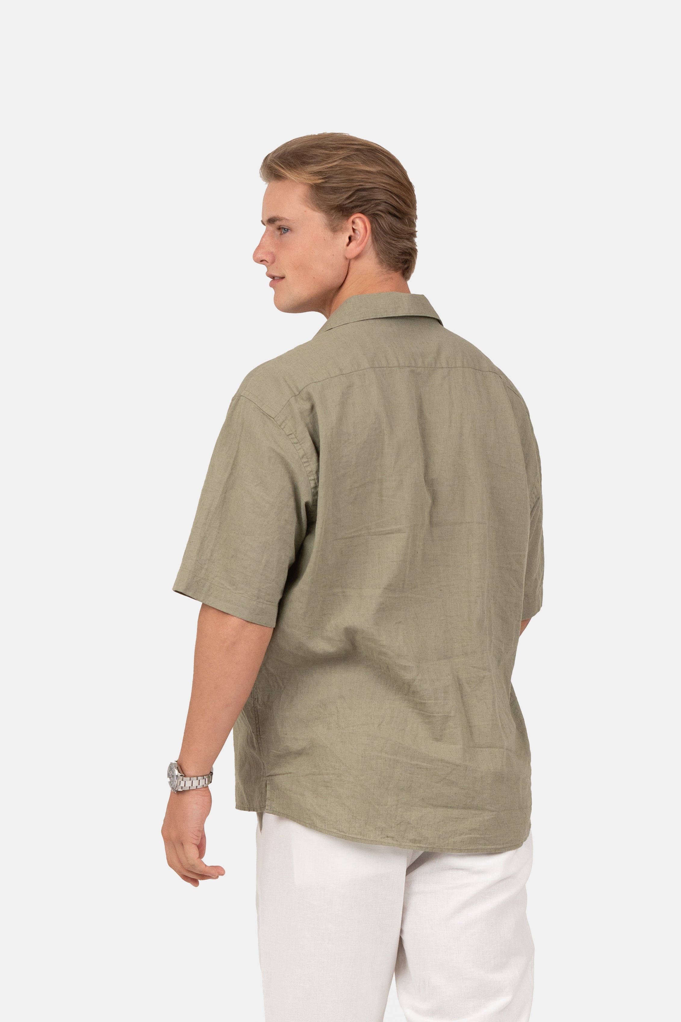Kortærmet Hørskjorte Army |  Skagen-clothing.dk