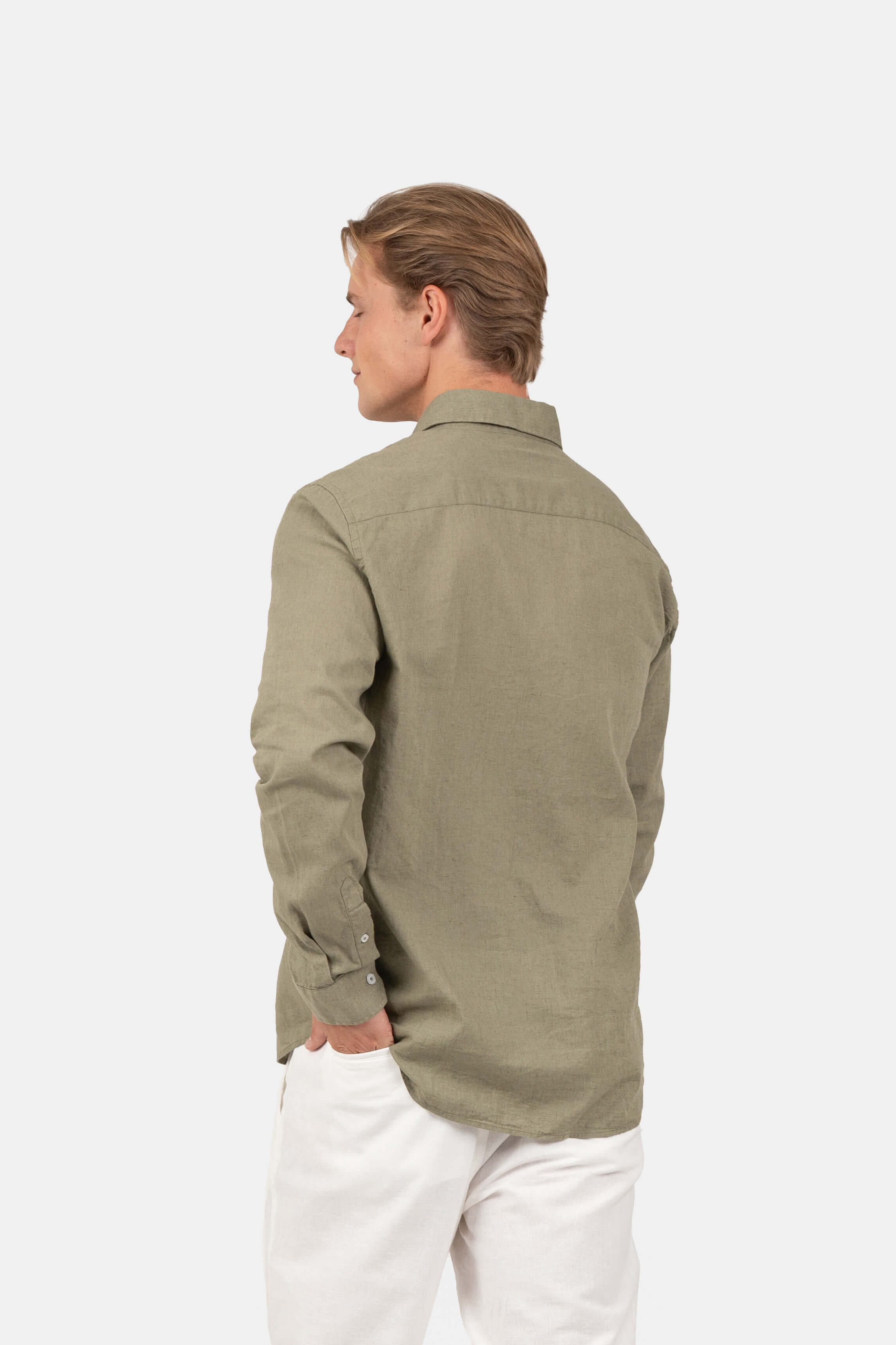 Langærmet Hørskjorte Army |  Skagen-clothing.dk