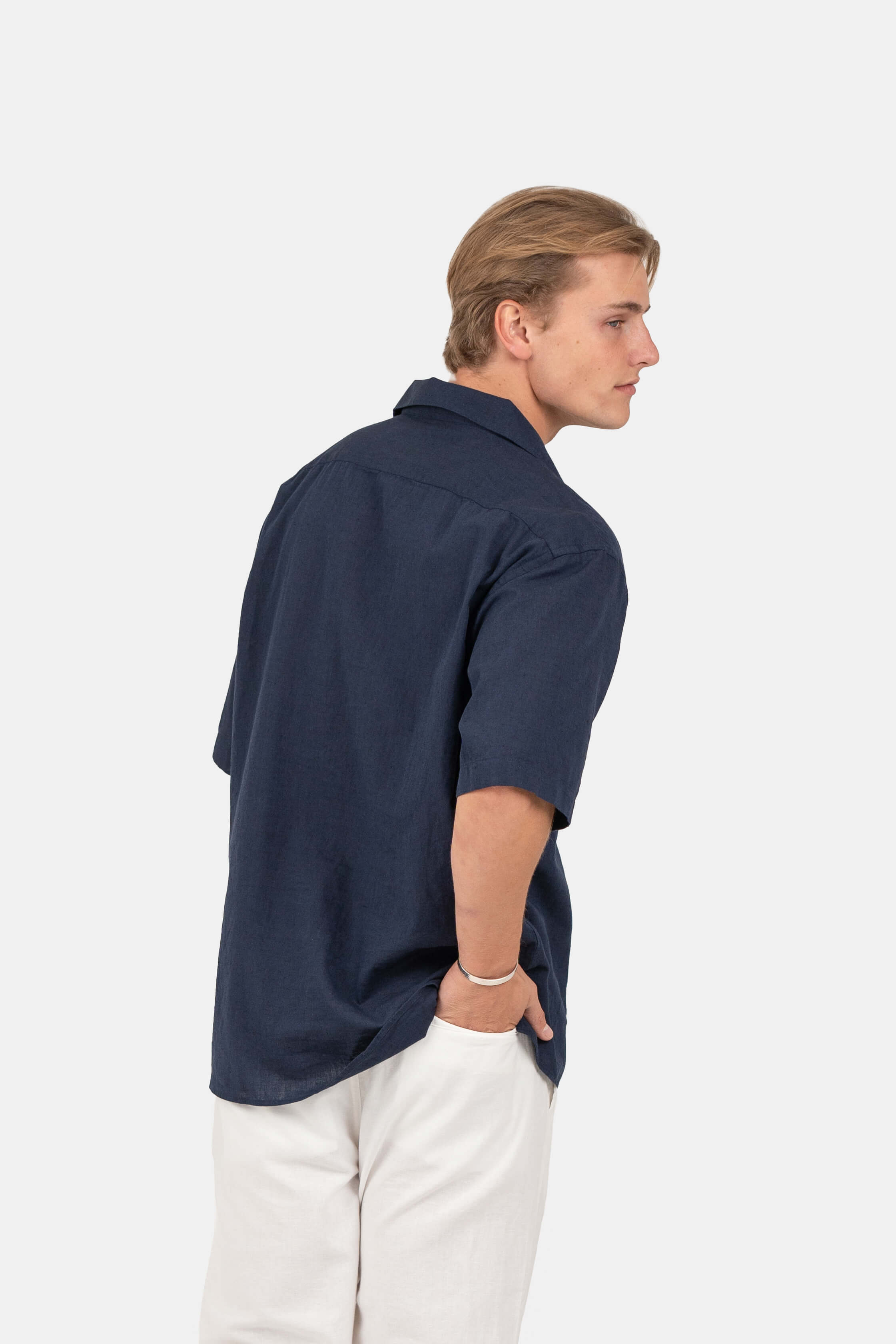 Kortærmet Hørskjorte Navy |  Skagen-clothing.dk