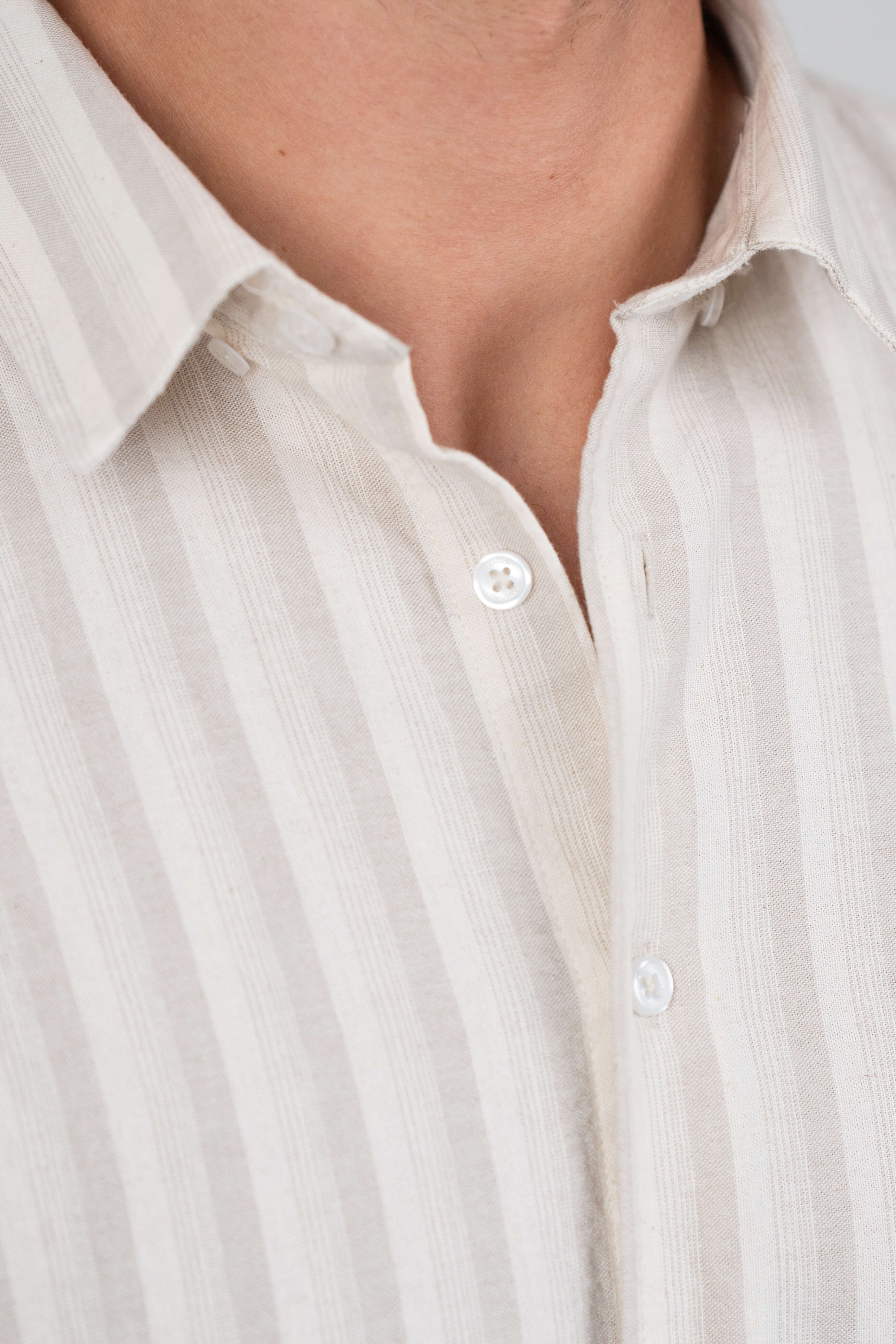 Langærmet Hørskjorte Beige Stribet |  Skagen-clothing.dk