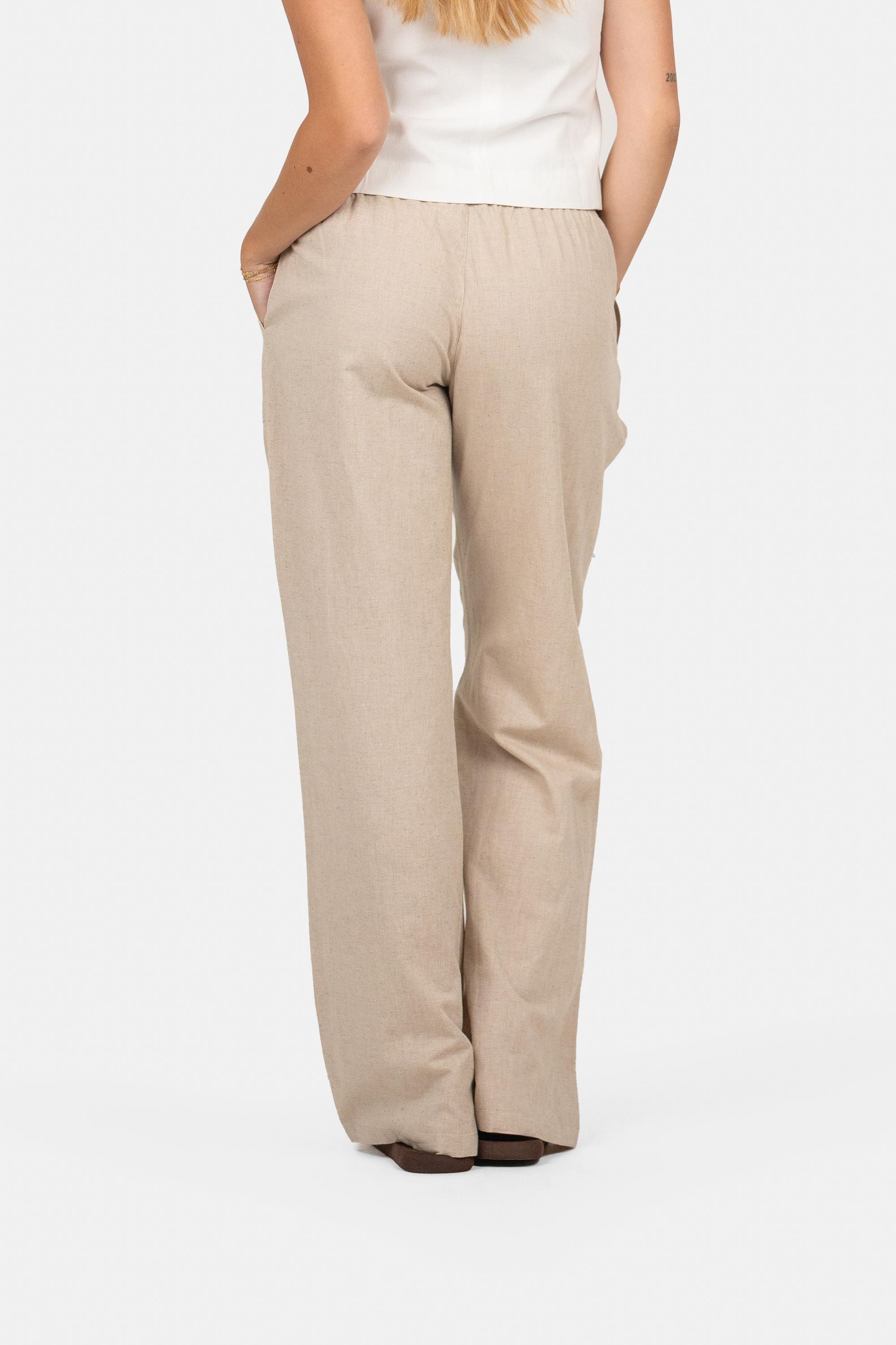 Linbukse Lav Midje Beige