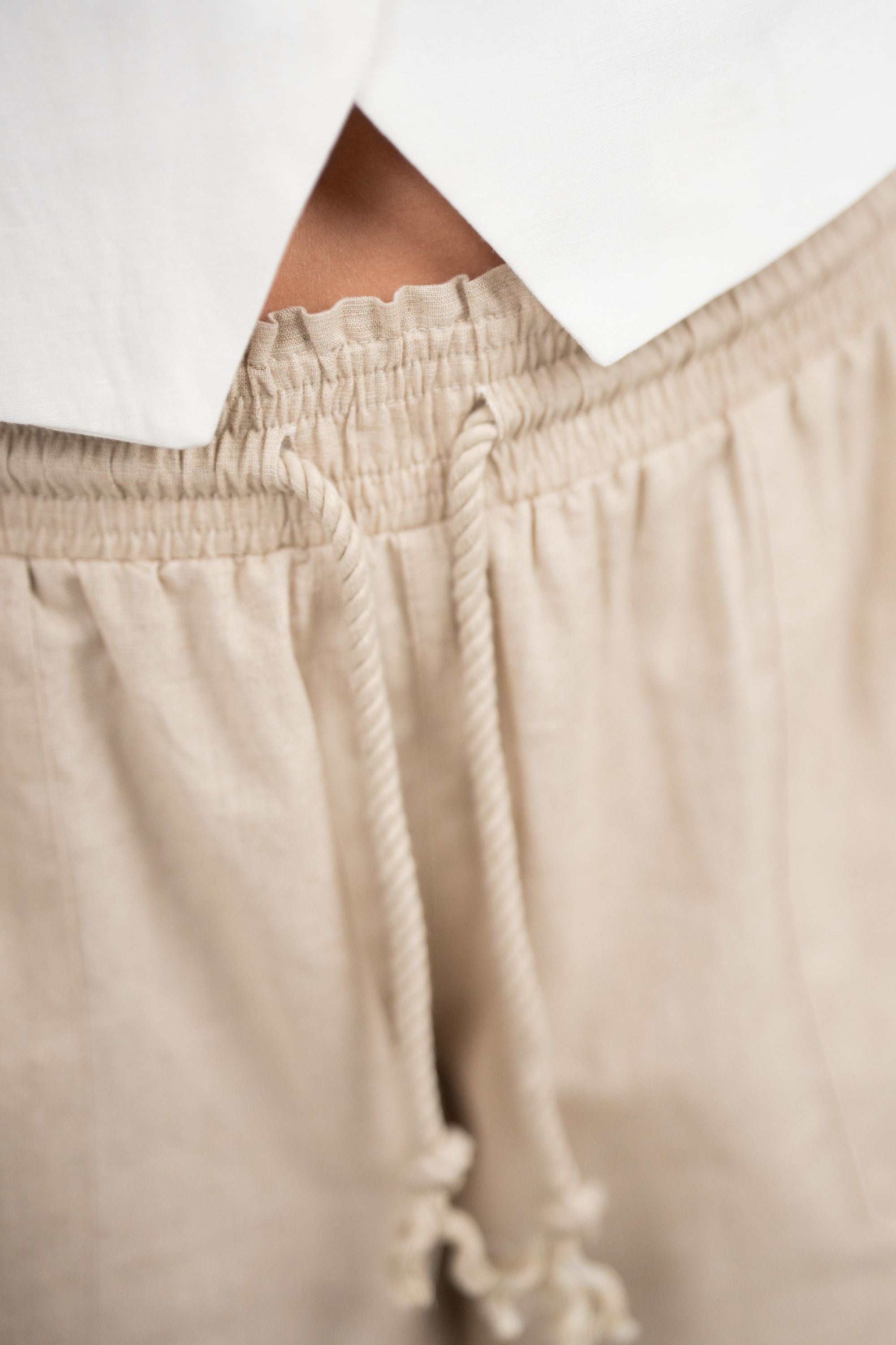 Linbukse Lav Midje Beige