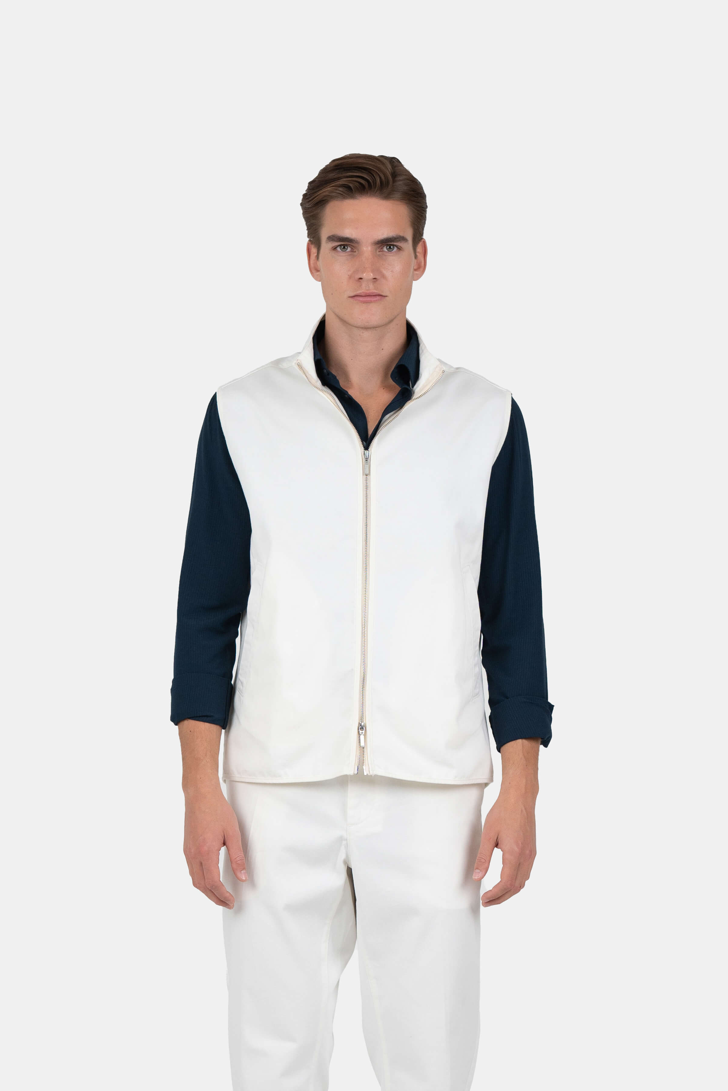 Zip Up Vest Hvid |  Skagen-clothing.dk