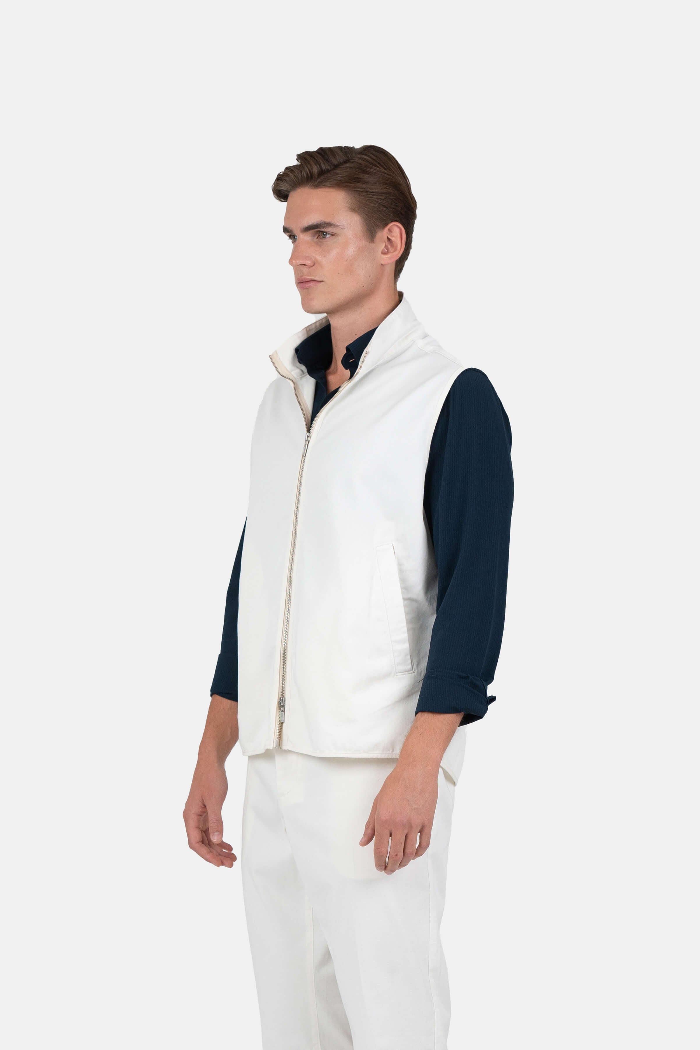 Zip Up Vest Hvid |  Skagen-clothing.dk