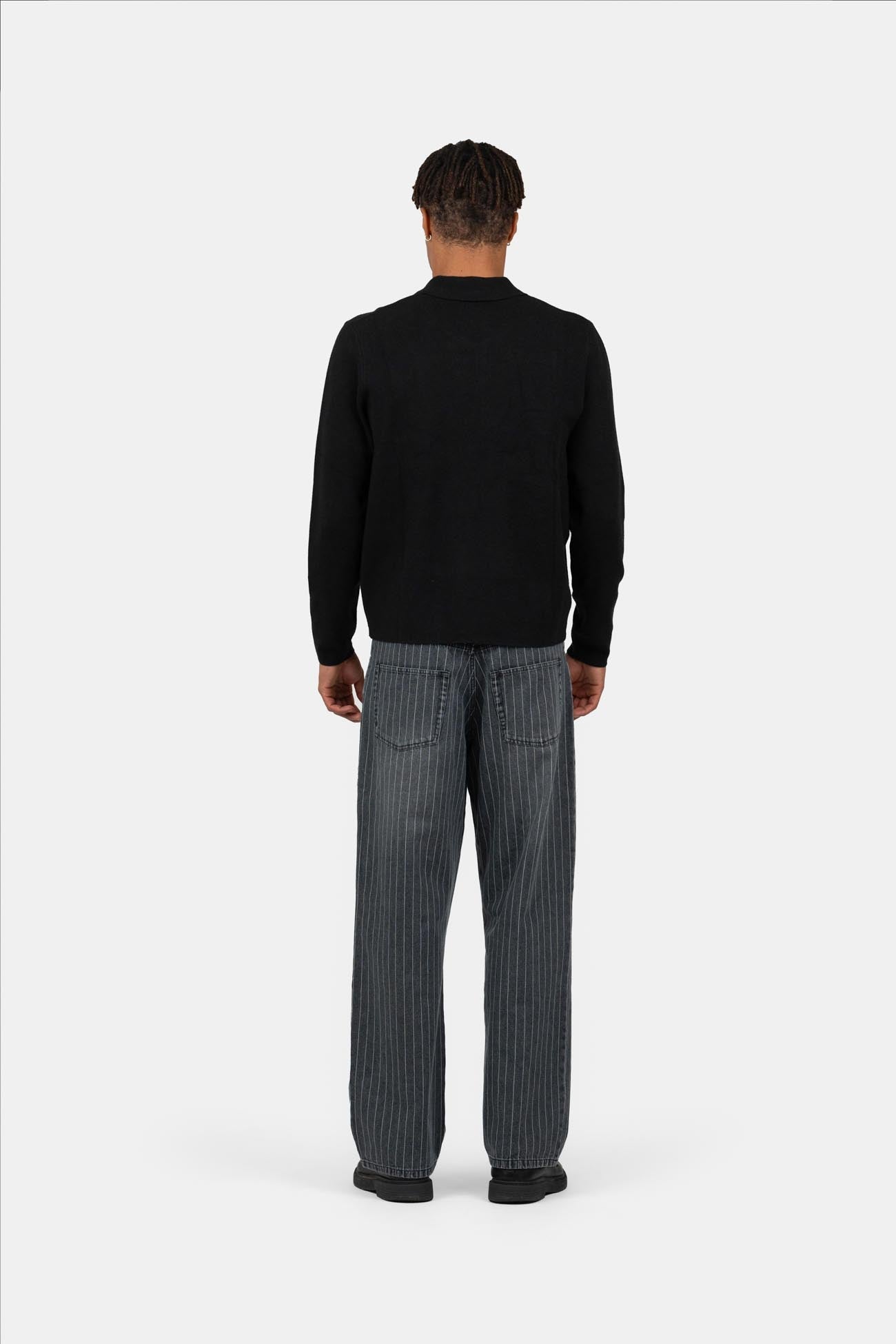 Baggy Denim Jeans Washed Pinstripe