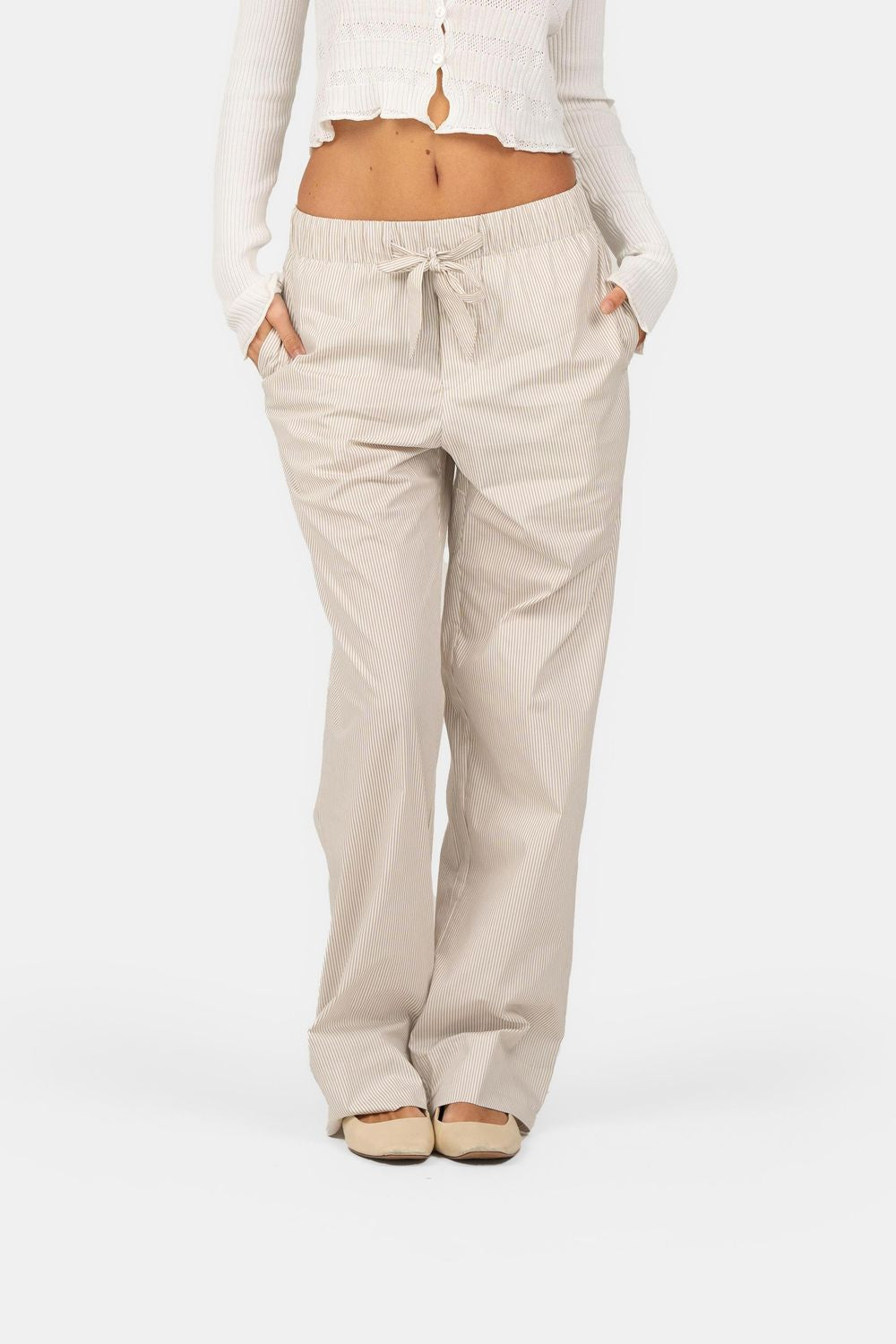 Pyjamas Pants Beige stribet |  Skagen-clothing.dk