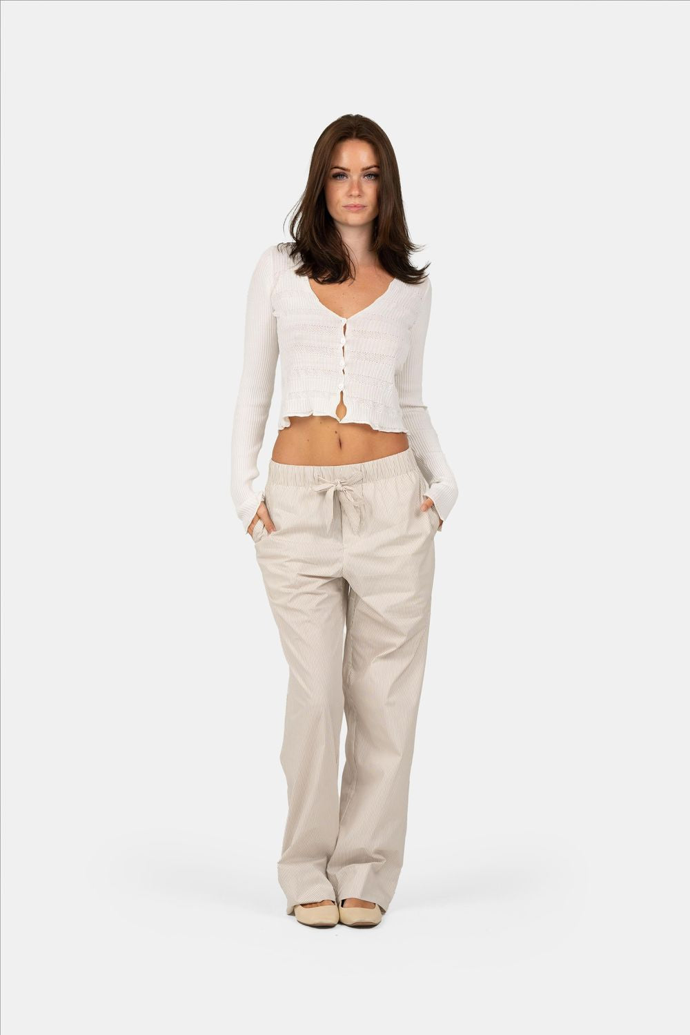 Pyjamas Pants Beige stribet |  Skagen-clothing.dk