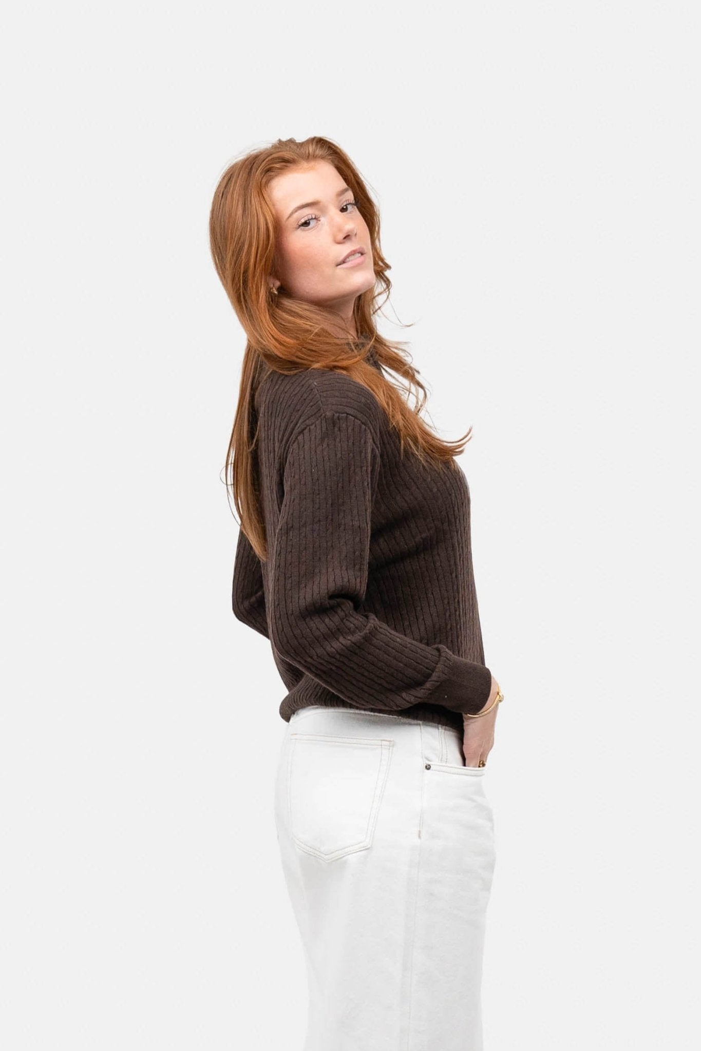 Half Zip Strik Brun |  Skagen-clothing.dk