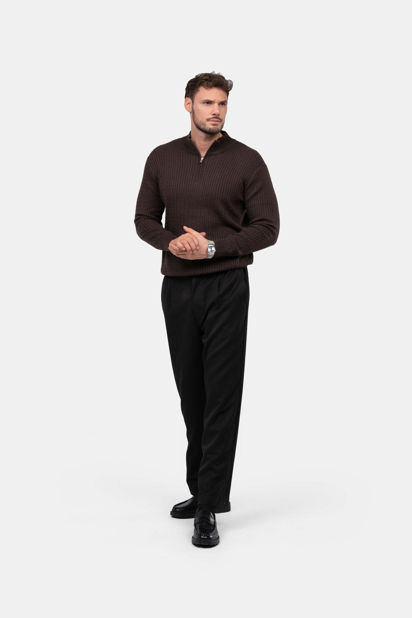 Half Zip Strik Brun |  Skagen-clothing.dk