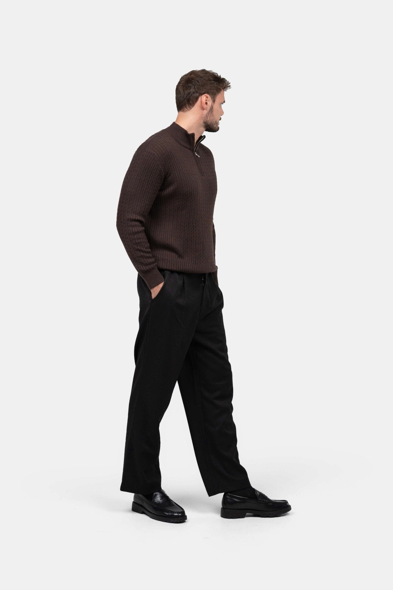 Half Zip Strik Brun |  Skagen-clothing.dk