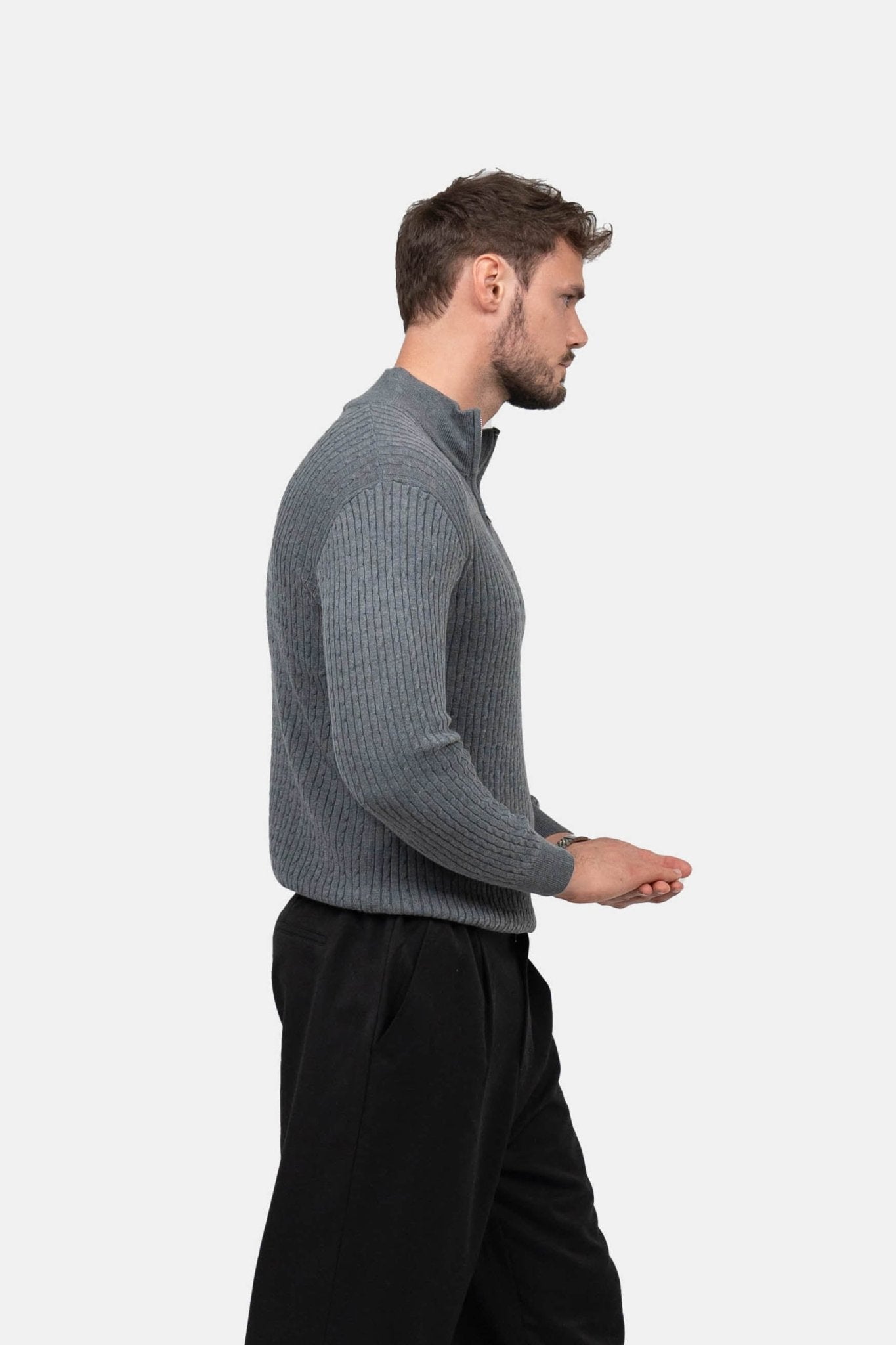 Half Zip Strik Grå |  Skagen-clothing.dk