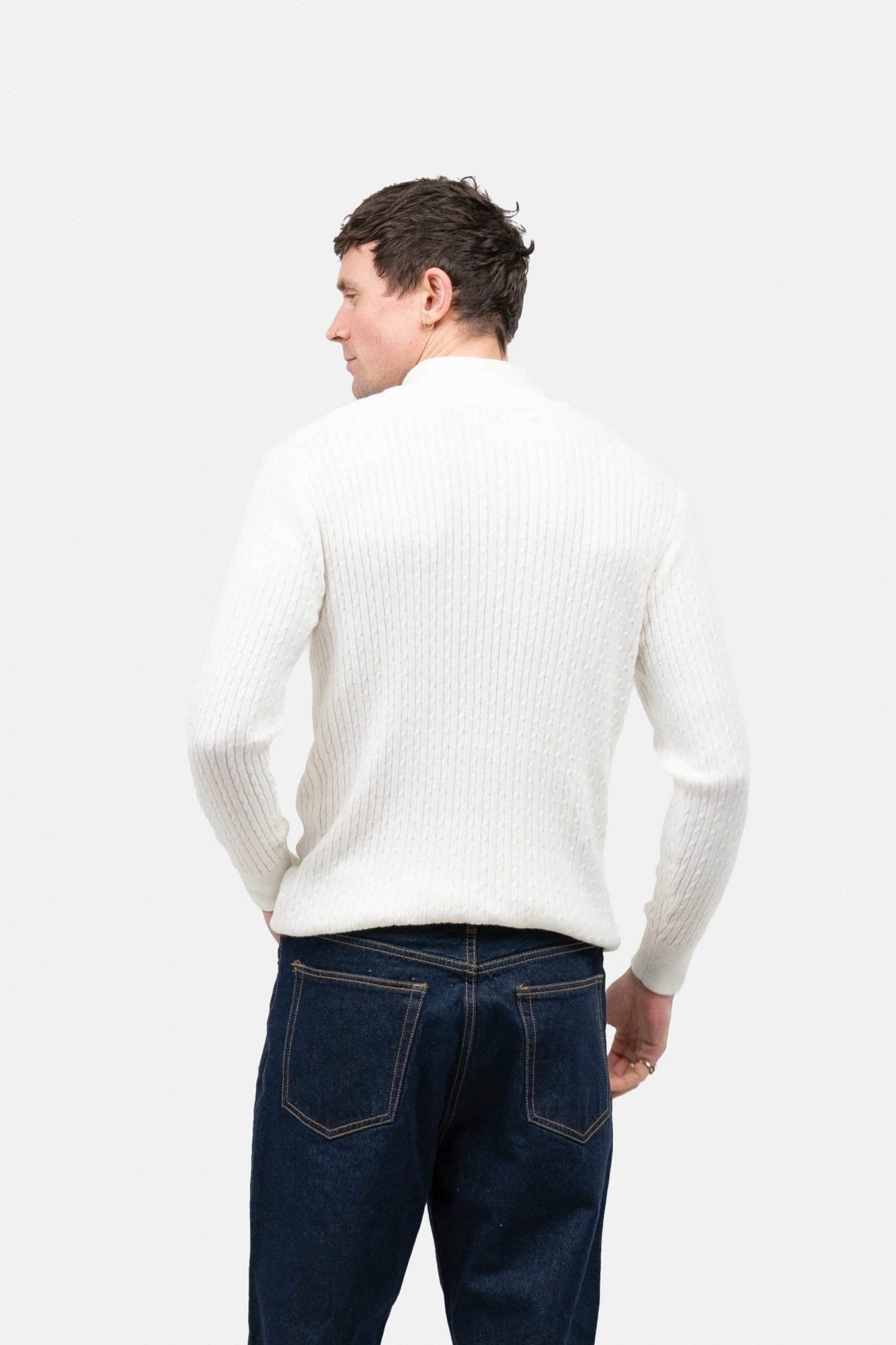 Half Zip Strik Hvid |  Skagen-clothing.dk