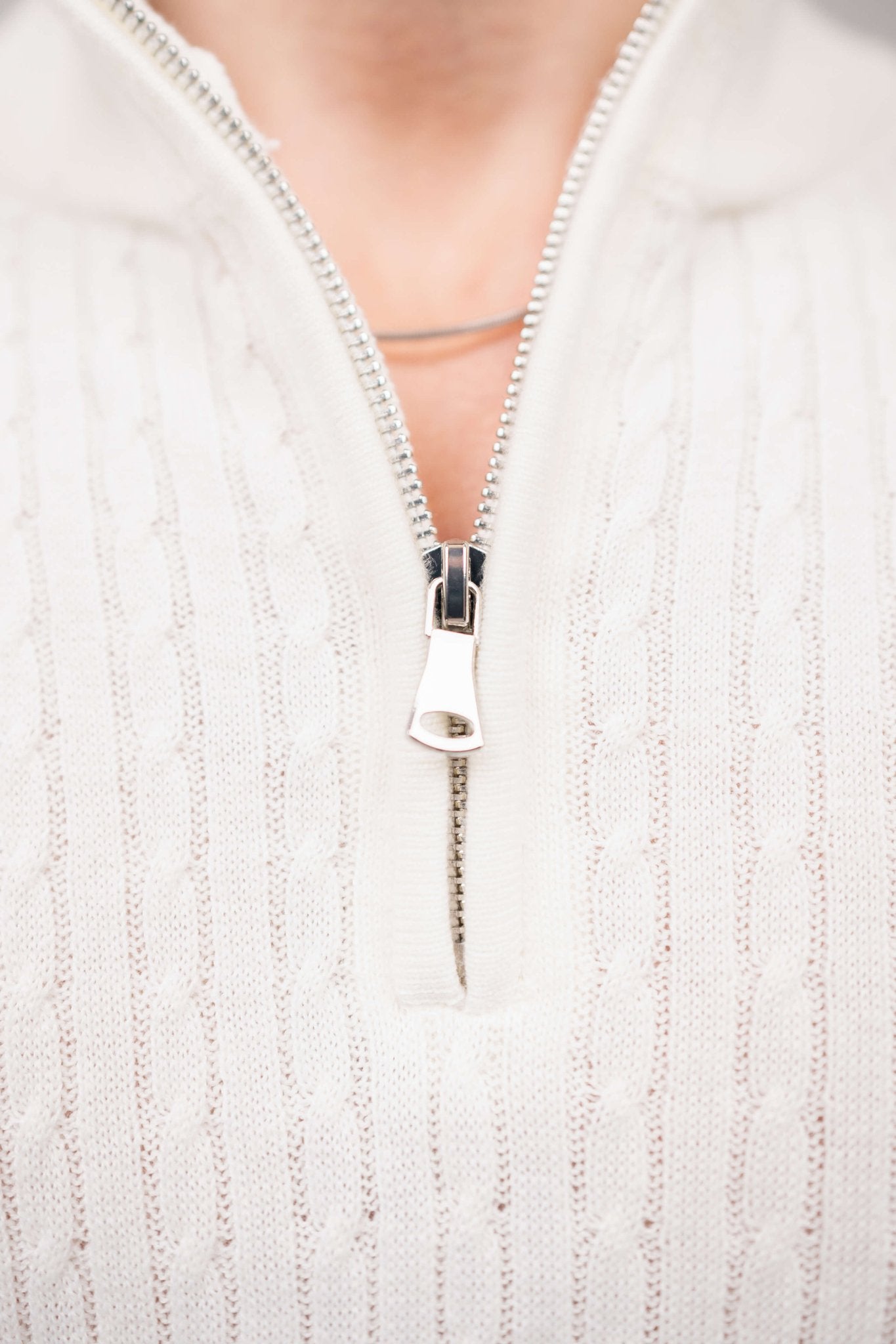 Half Zip Strik Hvid |  Skagen-clothing.dk