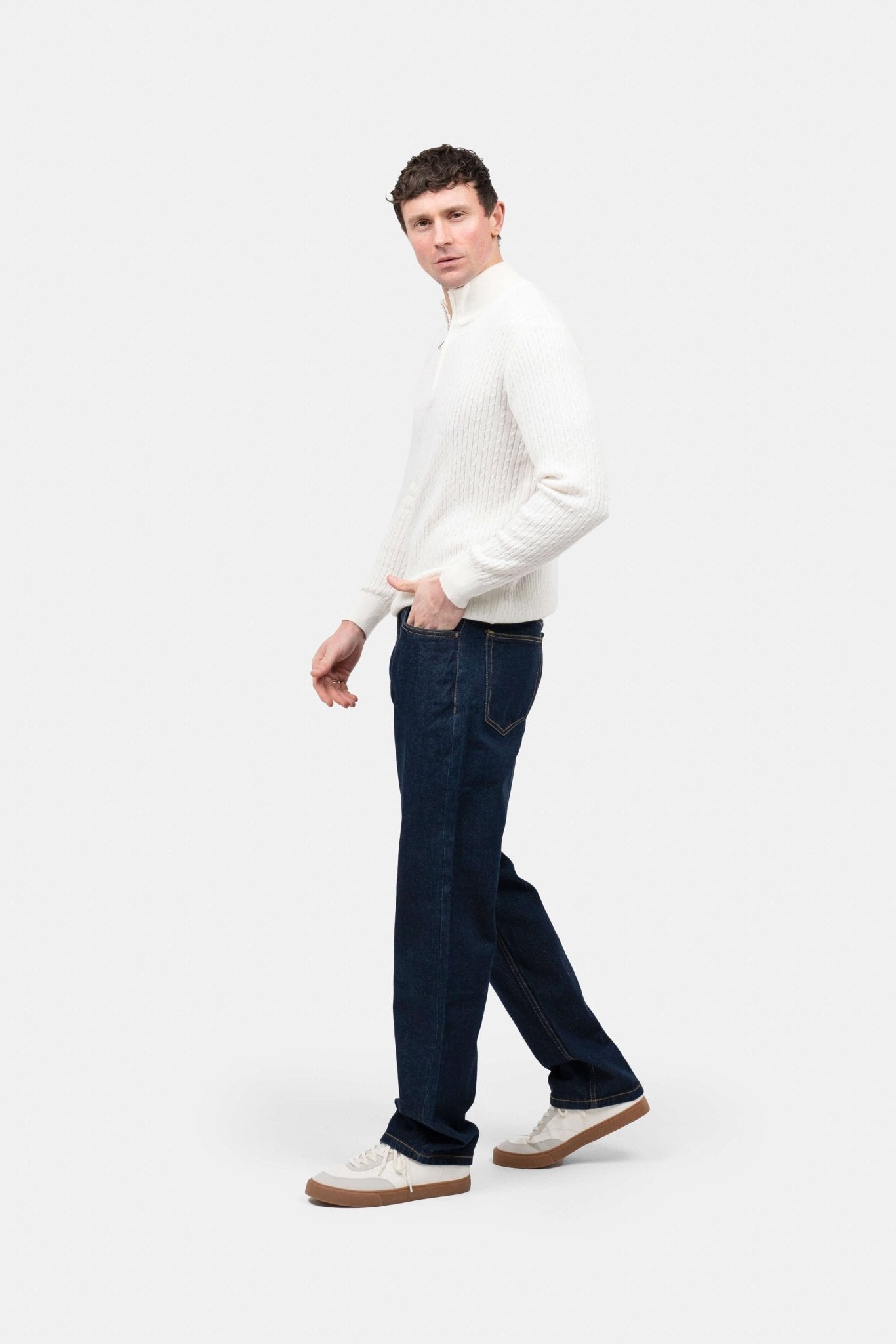 Half Zip Strik Hvid |  Skagen-clothing.dk