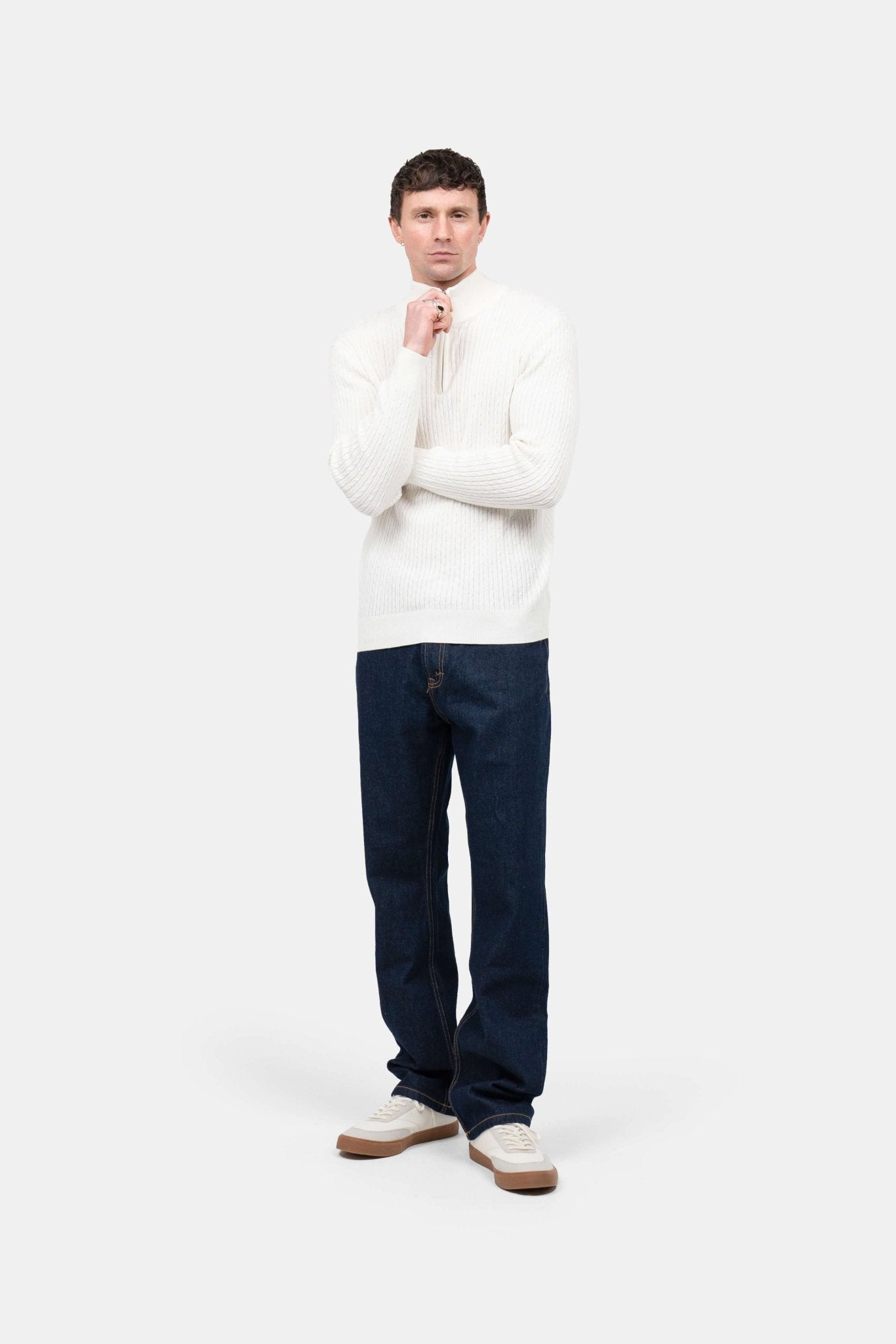 Half Zip Strik Hvid |  Skagen-clothing.dk