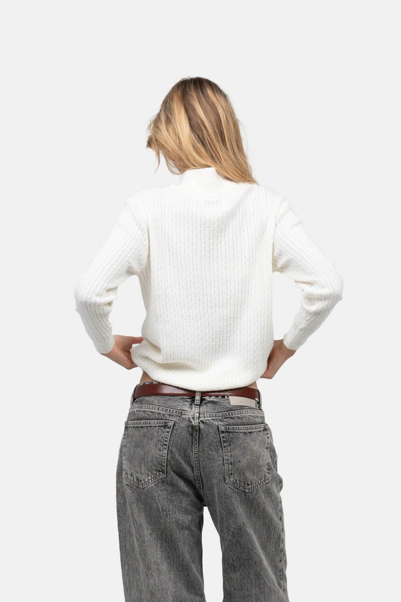 Half Zip Strik Hvid |  Skagen-clothing.dk