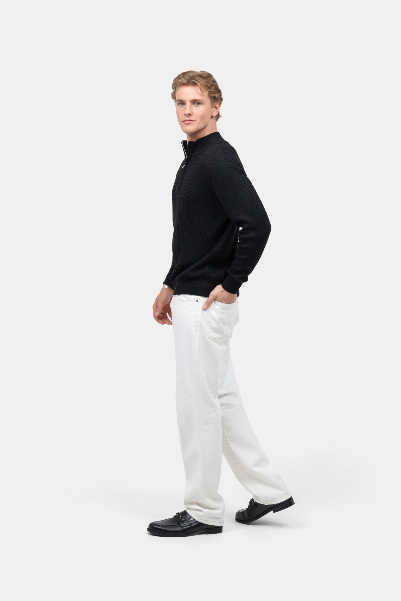 Half Zip Strik Sort |  Skagen-clothing.dk