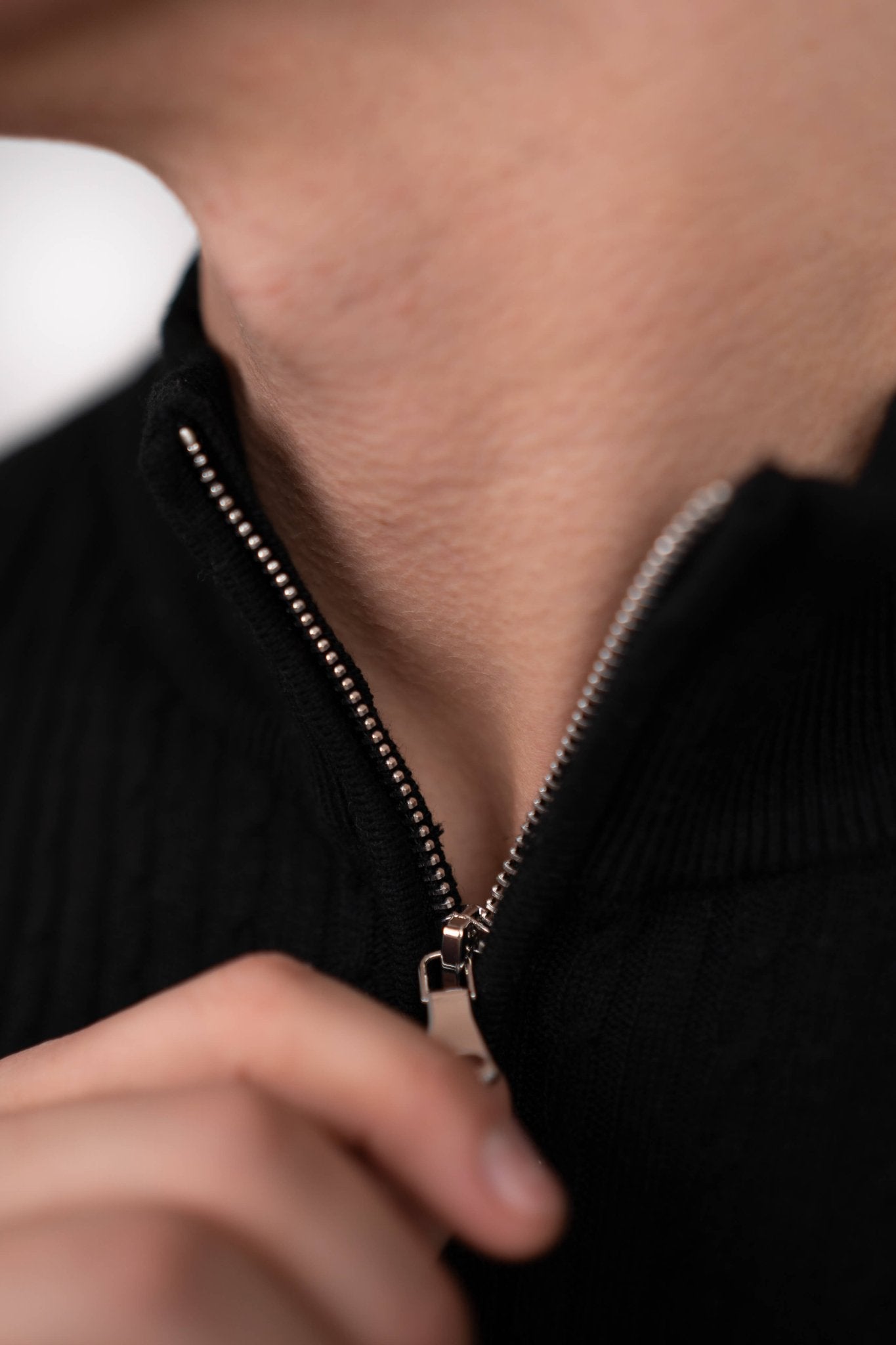 Half Zip Strik Sort |  Skagen-clothing.dk