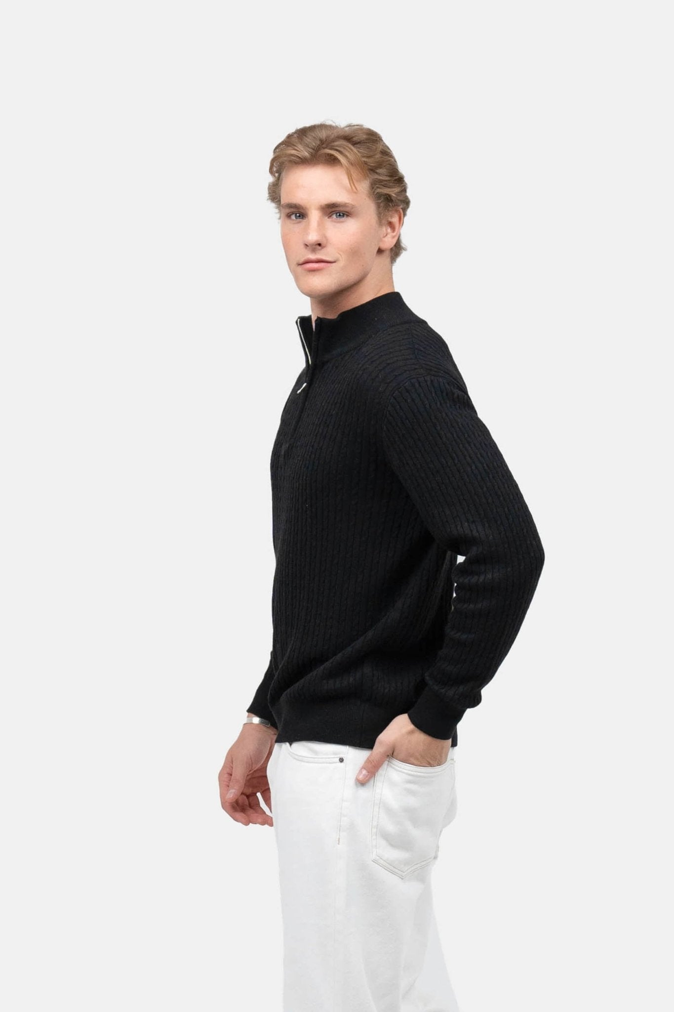 Half Zip Strik Sort |  Skagen-clothing.dk