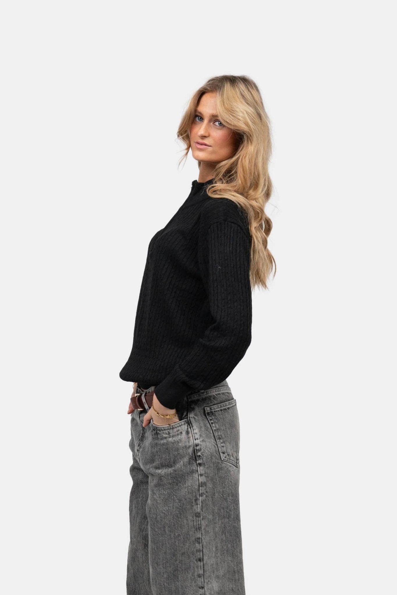 Half Zip Strik Sort |  Skagen-clothing.dk