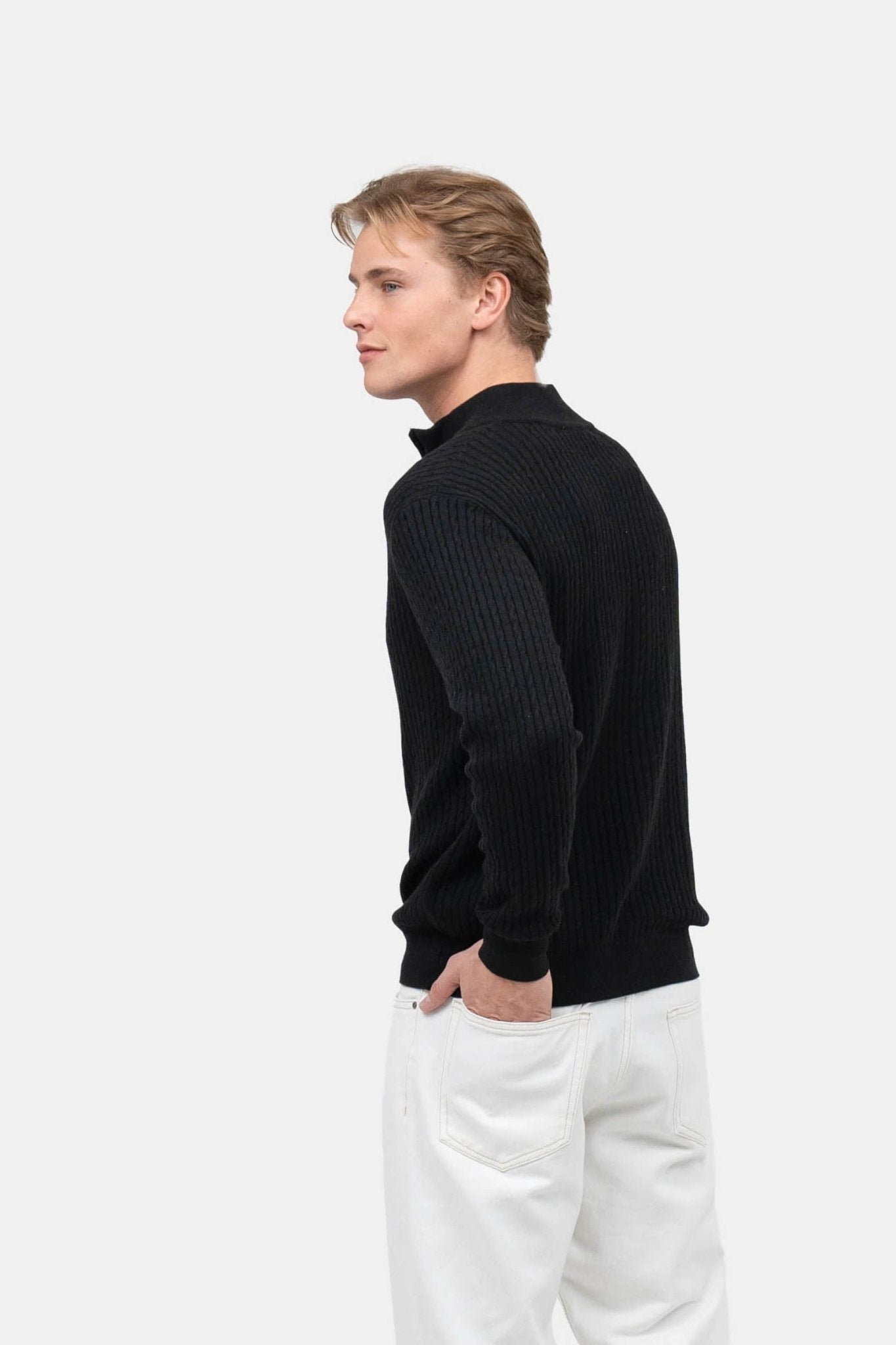 Half Zip Strik Sort |  Skagen-clothing.dk