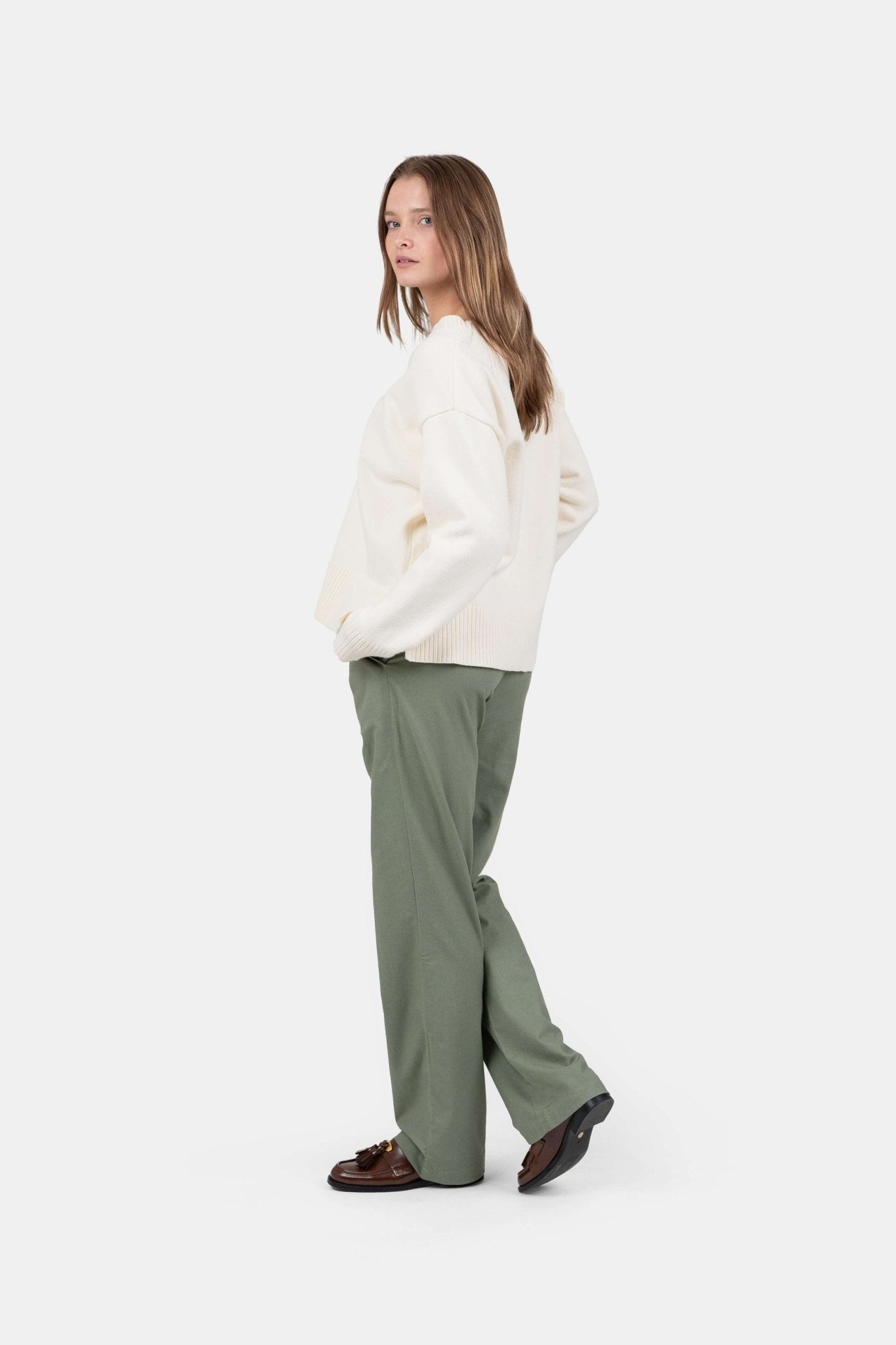 Heavyweight Hørbukser Højtaljede Army |  Skagen-clothing.dk