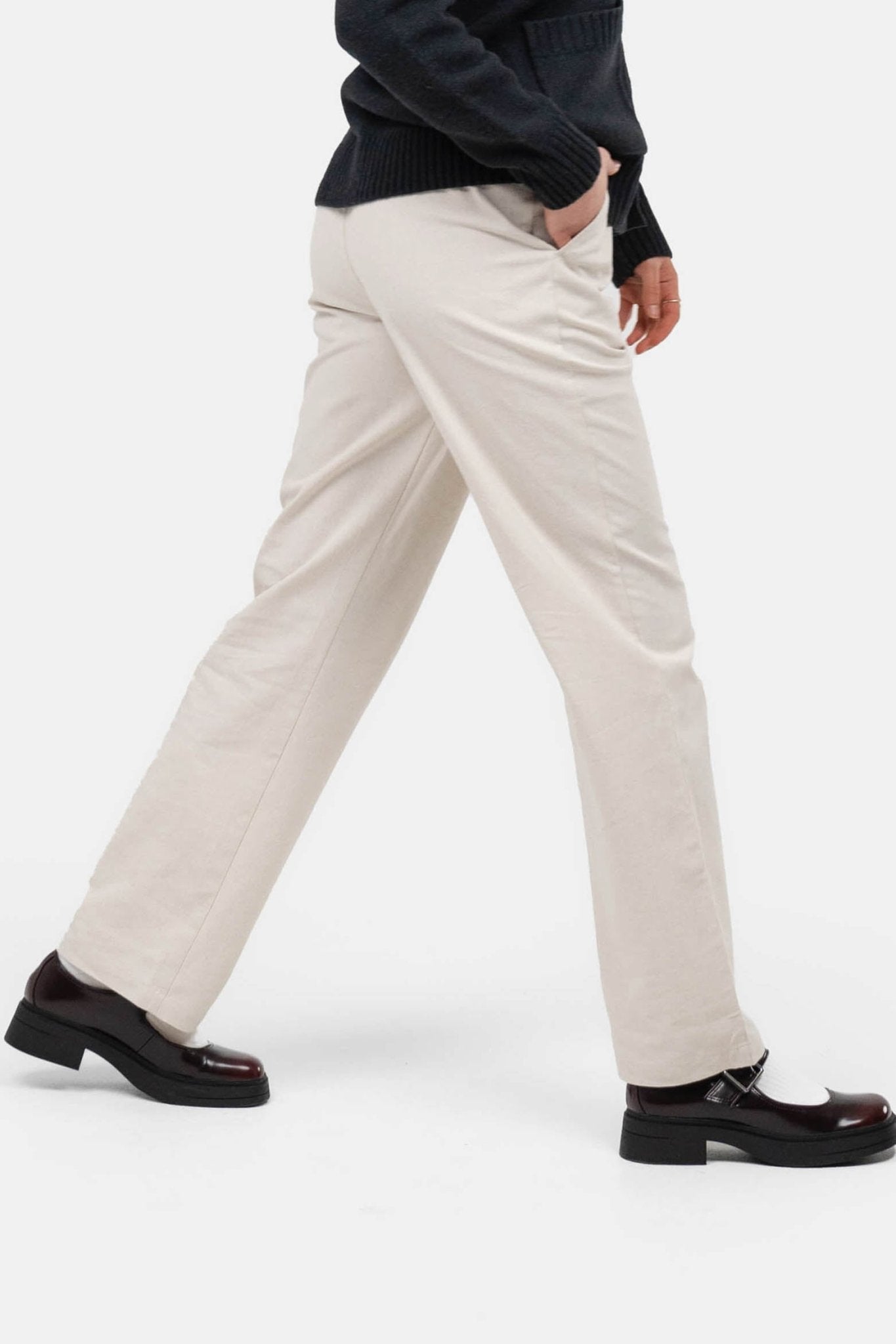 Heavyweight Hørbukser Højtaljede Beige |  Skagen-clothing.dk