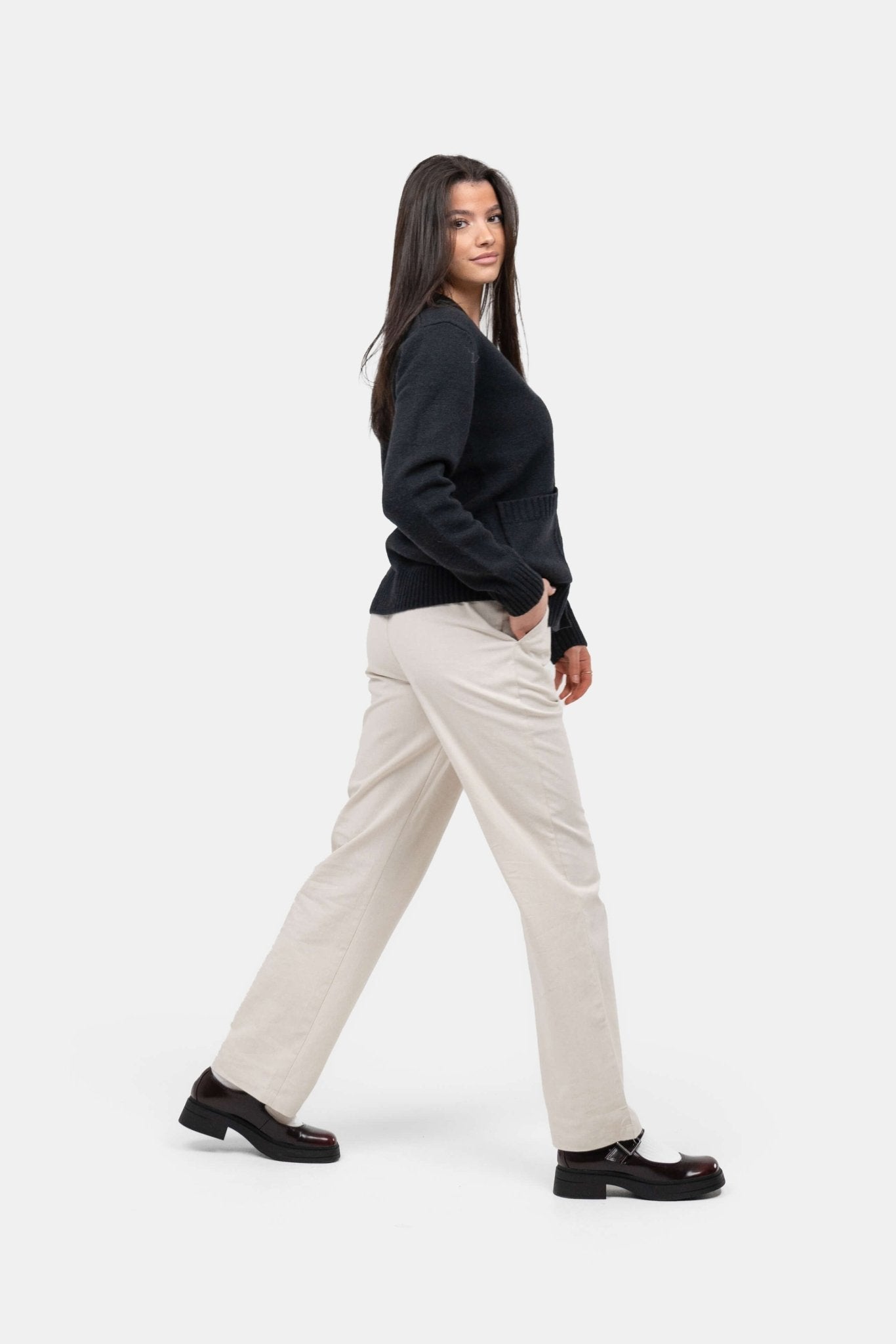 Heavyweight Hørbukser Højtaljede Beige |  Skagen-clothing.dk