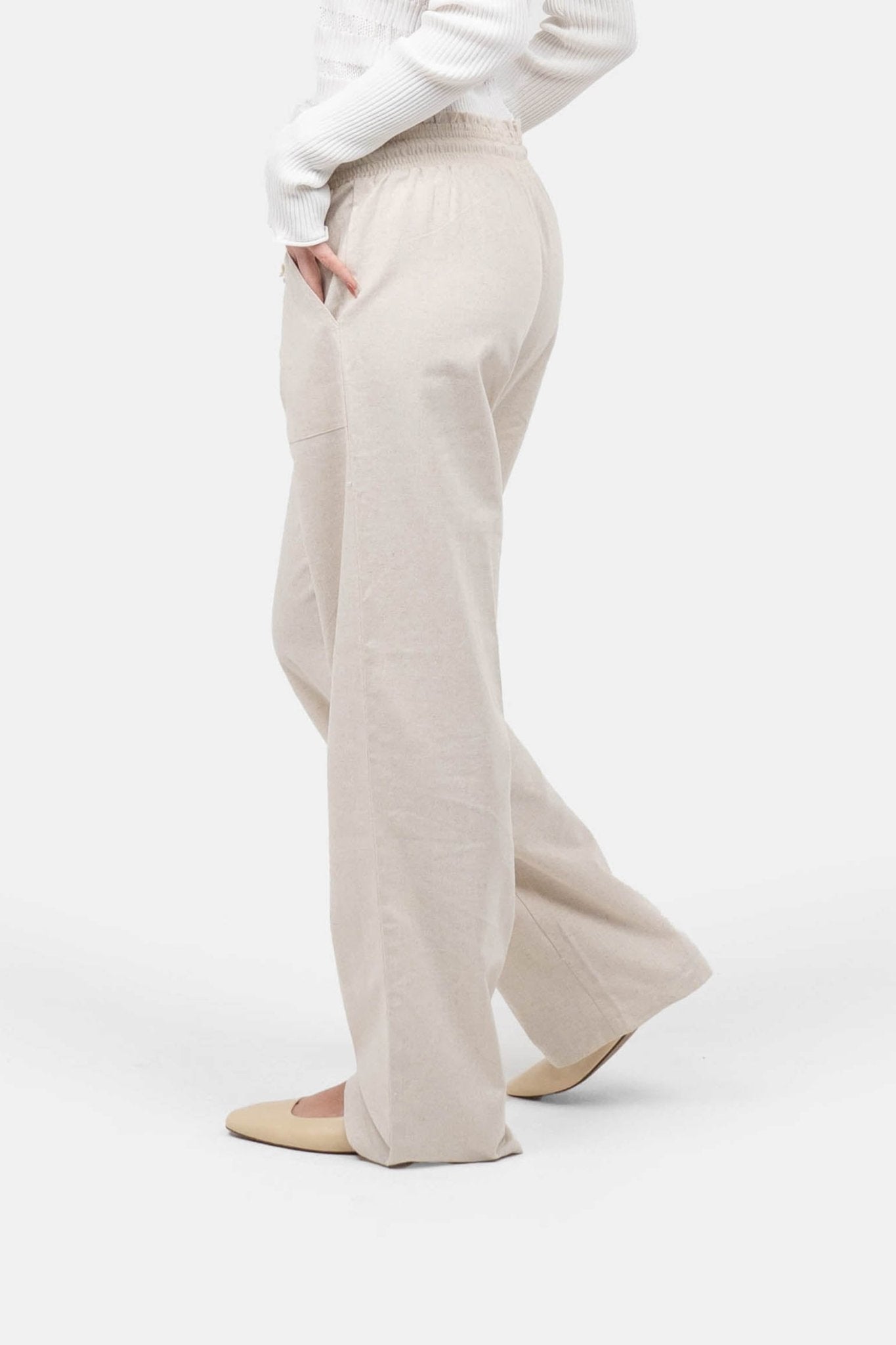 Heavyweight Hørbukser Lavtaljede Beige |  Skagen-clothing.dk